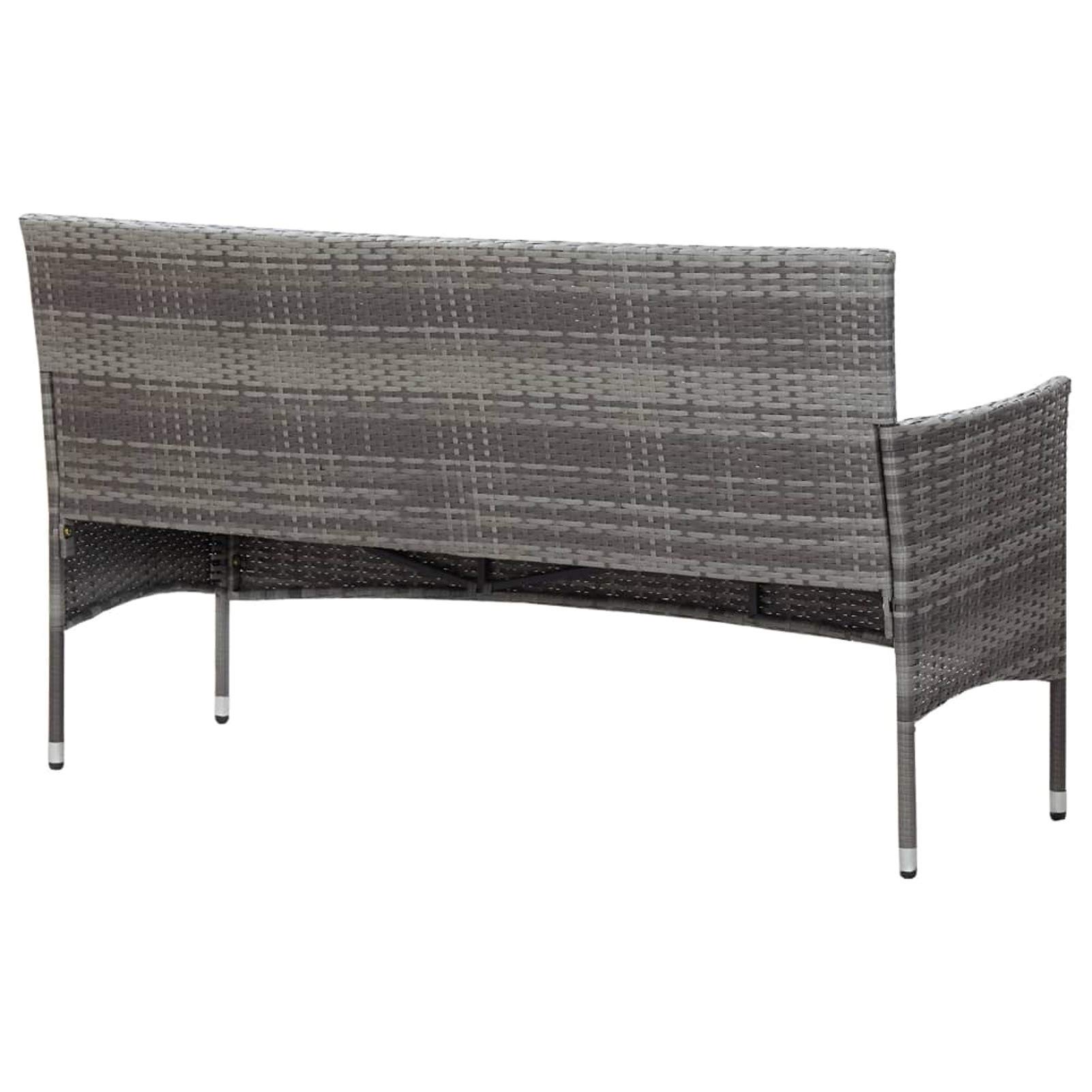 3-Seater Grey Poly Rattan Garden Sofa Set with Cushions - Outdoor Patio Furniture for Backyard, Poolside & Garden Relaxation