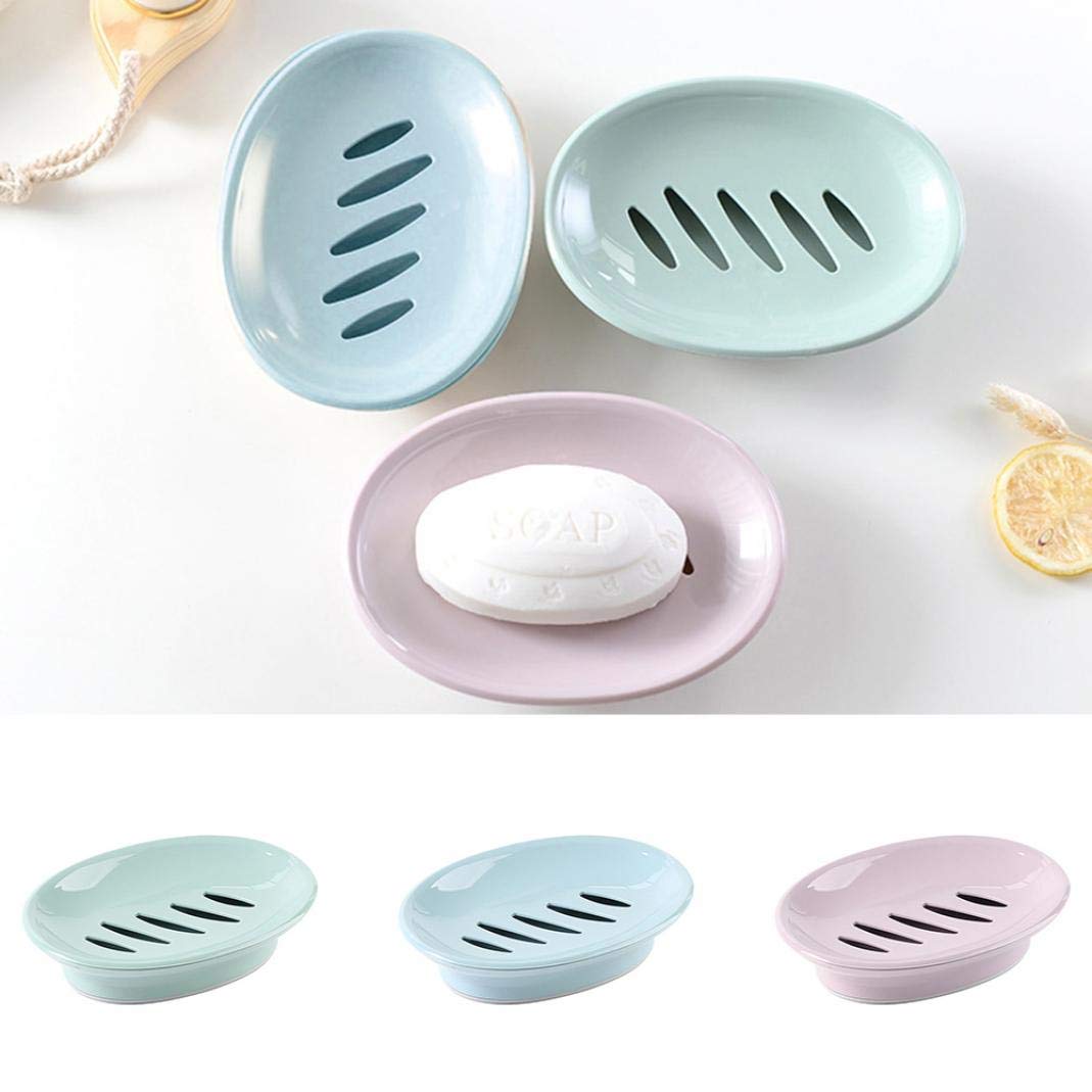 Double Layer Soap Saver Case with Drainage - Oval Shower Soap Dish Holder for Bathroom & Kitchen - Blue (Perfect for Organizing Bar Soaps in Showers, Sinks, and Countertops)