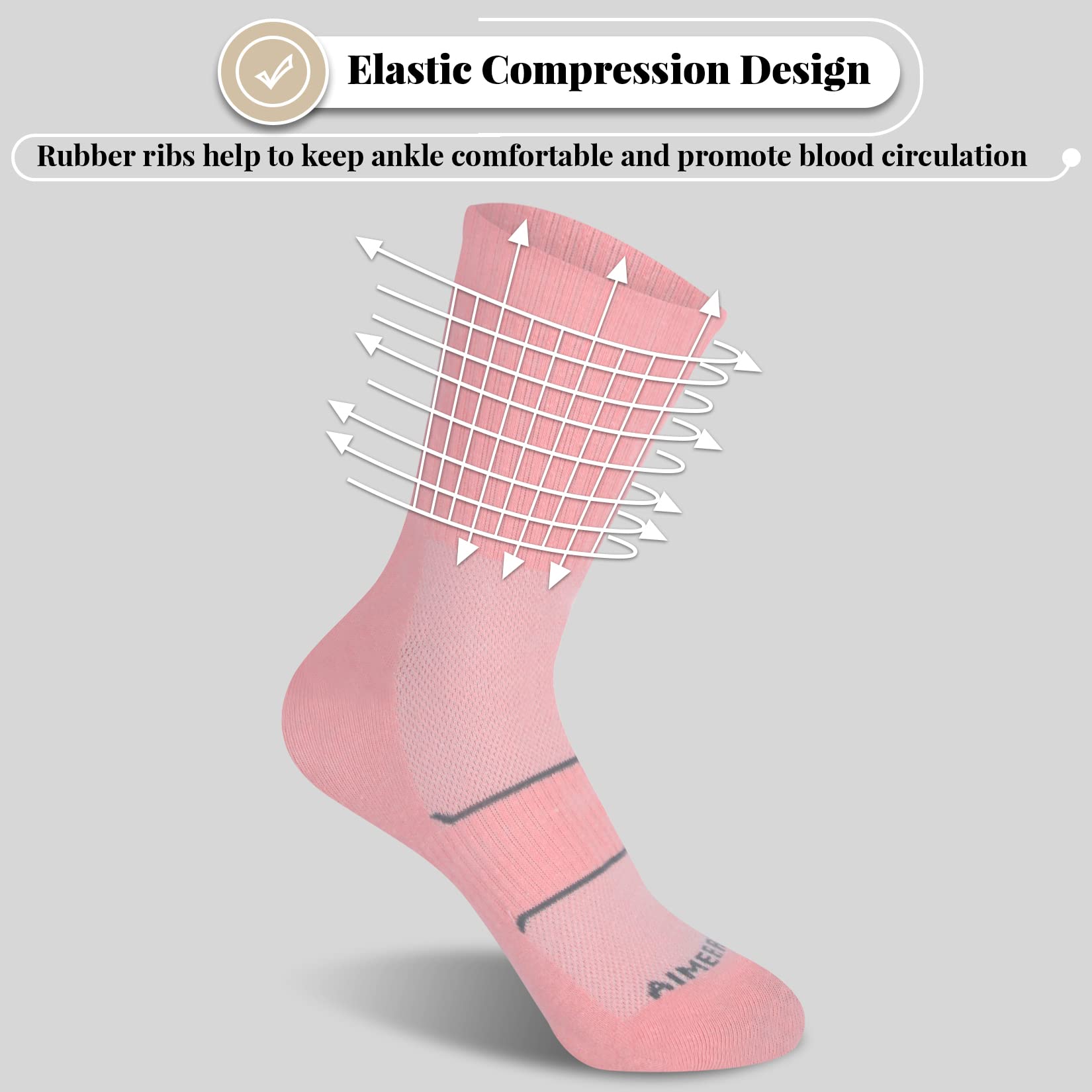 Performance Crew Socks for Women - Arch Support Compression Athletic Running Socks - Breathable Moisture-Wicking Sports Quarter Socks - Ideal for Running, Gym Workouts & Active Lifestyle