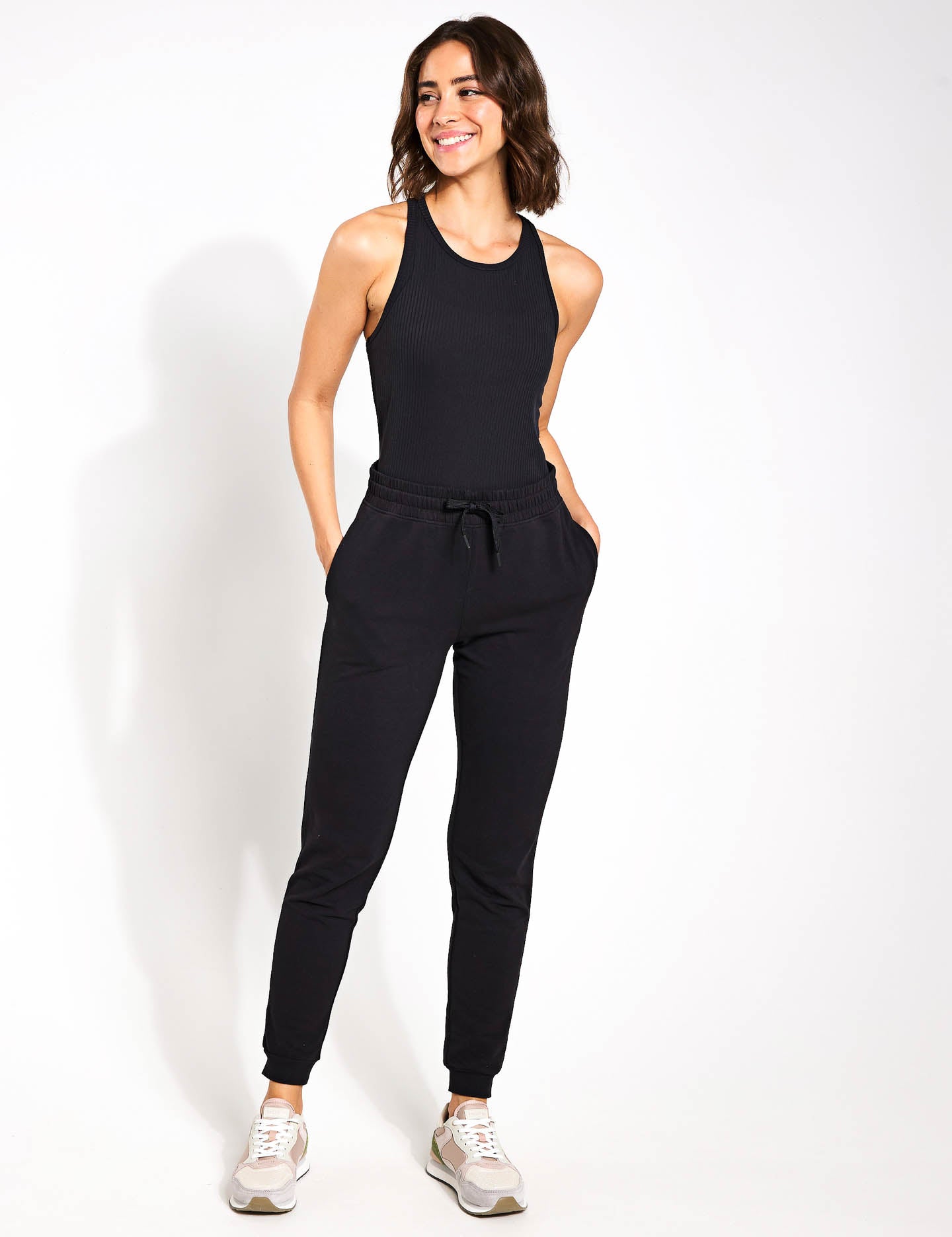 Go Balance Cuffed Yoga Jogger Pants for Women - High Waisted Stretchy Workout Leggings - Black - Perfect for Yoga, Running & Lounge Wear