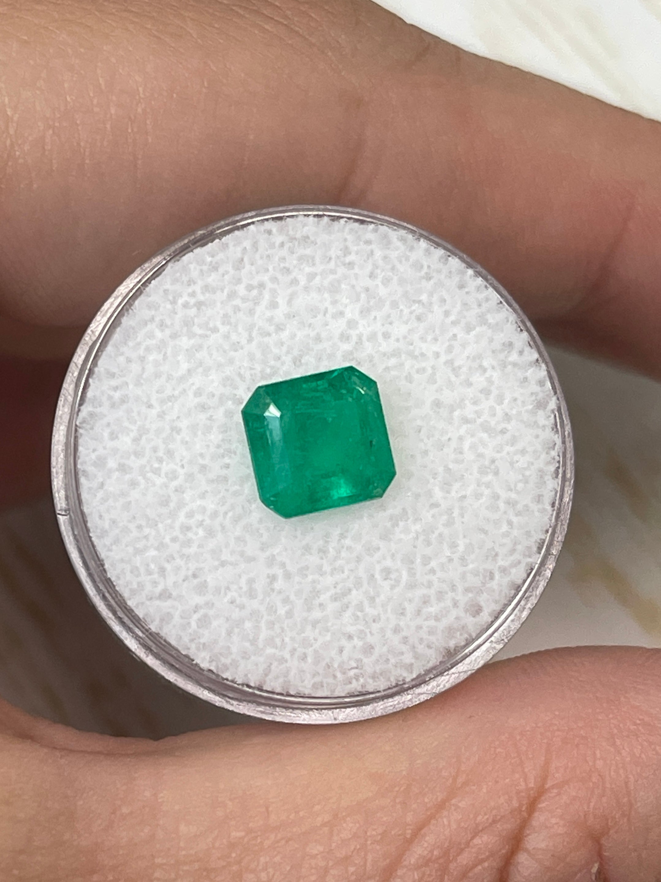 1.84 Carat 8x8mm Natural Loose Colombian Emerald Gemstone - Asscher Cut for Jewelry Making, Engagement Rings & Fine Collections