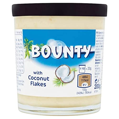 Bounty Spread Tasty Snacks - 200g Jar (Pack of 5) | Premium Chocolate Coconut Spread | Wholesale Bulk Deals | Worldwide Shipping | Perfect for Breakfast, Baking & Dessert Toppings