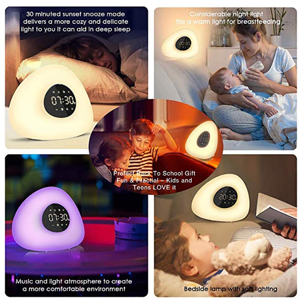 Sunrise Alarm Clock with 10 Natural Sounds & 7 Color LED Light - Smart Wake Up Light, Sunset Simulation, Touch Control, Dimmable Bedside Lamp for Gentle Morning Wakeup & Nighttime Relaxation