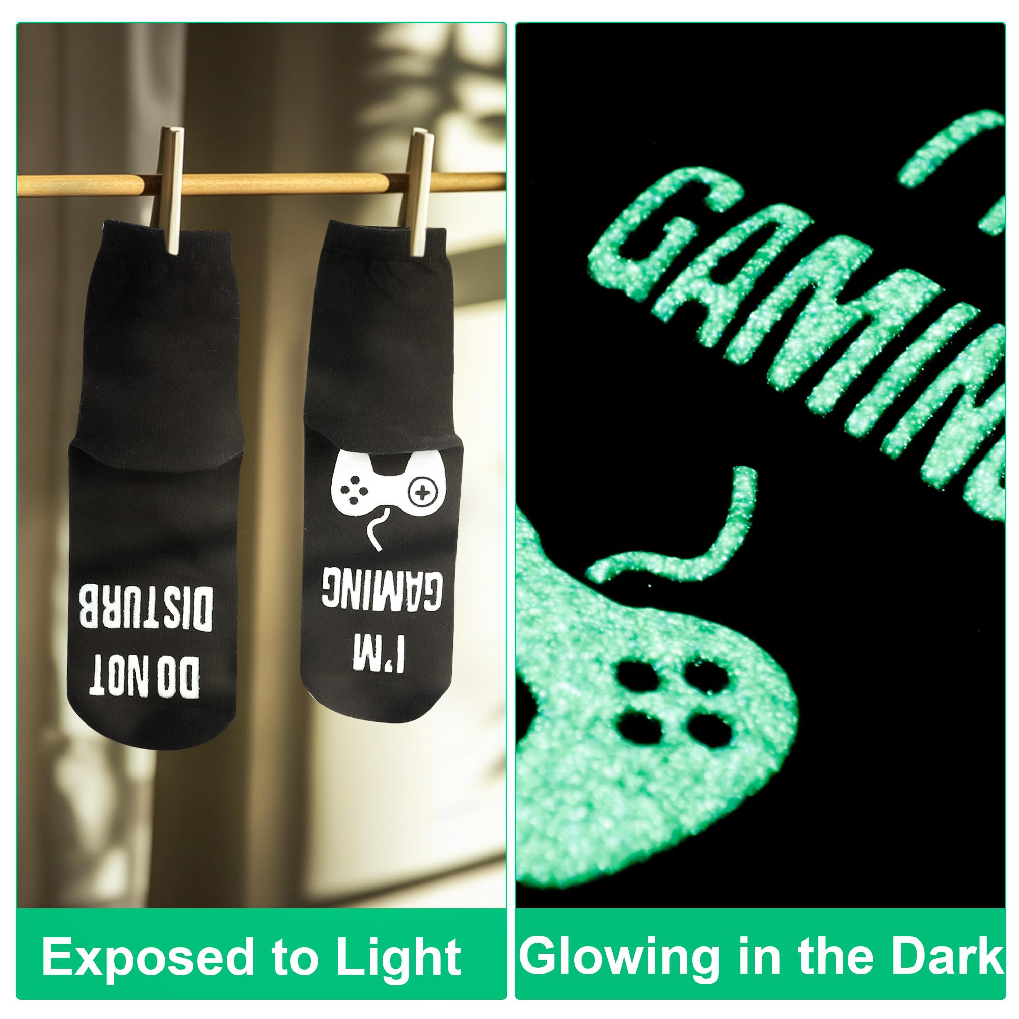 2 Pairs Glow in The Dark Gaming Socks - Funny 