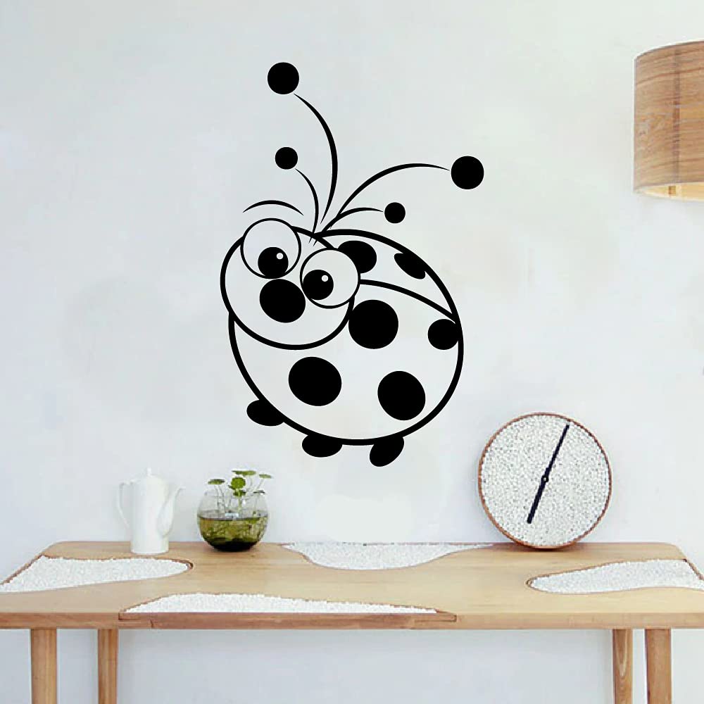 Cute Ladybug Vinyl Wall Sticker Decal - Big Nose Lady Bug Insect Design for Kids Room, Nursery, Playroom & Home Decor (30x22 Inch) - Perfect for Children's Bedroom, Kindergarten & DIY Wall Art Projects