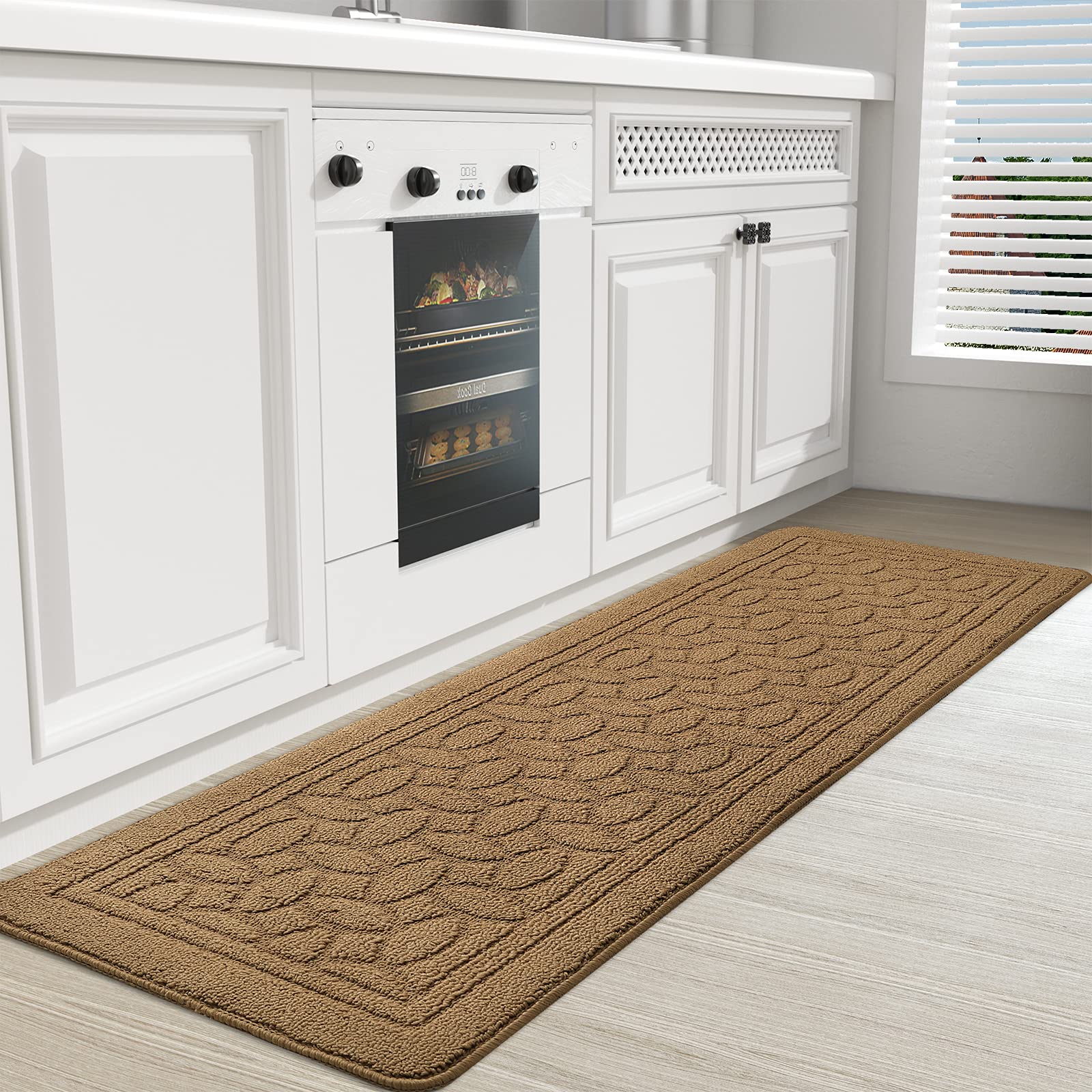 Non-Slip Beige Kitchen Runner Rug 18