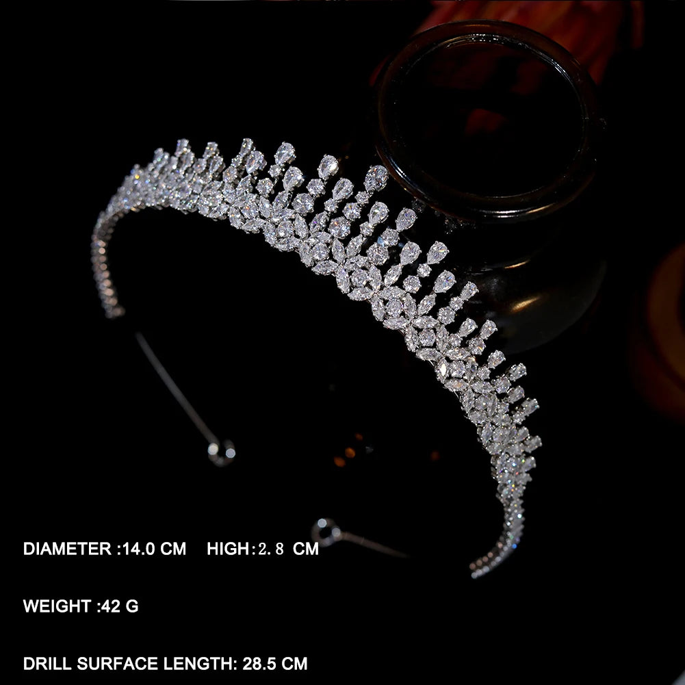 3A Zirconia Wedding Crown for Women | CZ Crystal Tiara Headpiece | Bridal Headdress for Weddings, Prom, Sweet 16 & Special Occasions