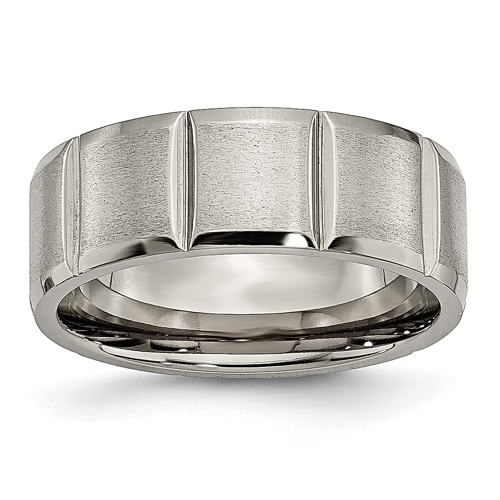 ICE CARATS 8mm Titanium Wedding Band for Women - Grooved Design, Hypoallergenic & Durable - Perfect Gift for Anniversary, Engagement & Bridal Jewelry - Ideal for Everyday Wear & Special Occasions