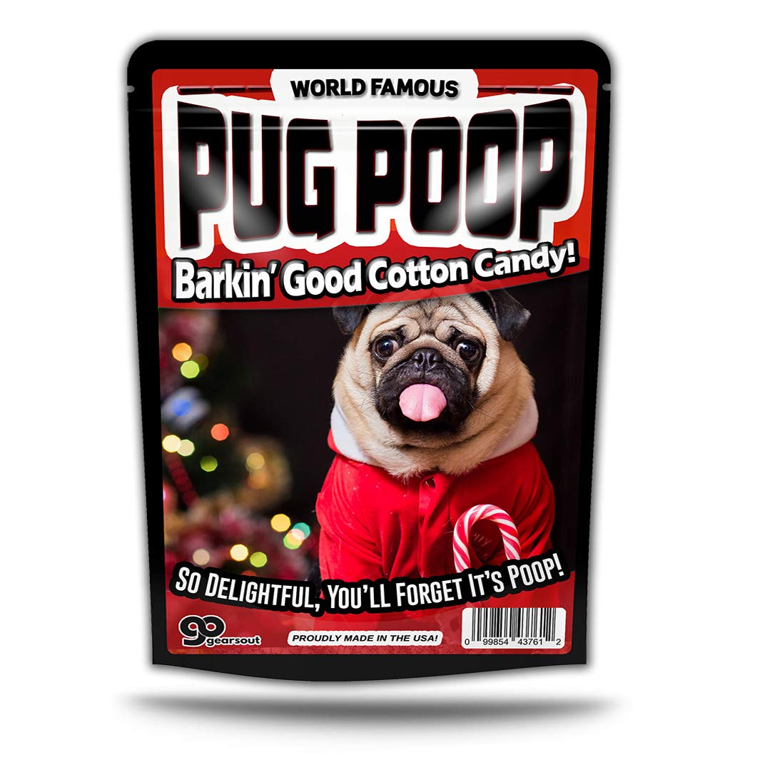 Pug Poop Cotton Candy - Funny Stocking Stuffers for Adults, Holiday Gag Gift, Gluten-Free Blue Novelty Candy - Perfect for Christmas Pranks & Office Party Gifts