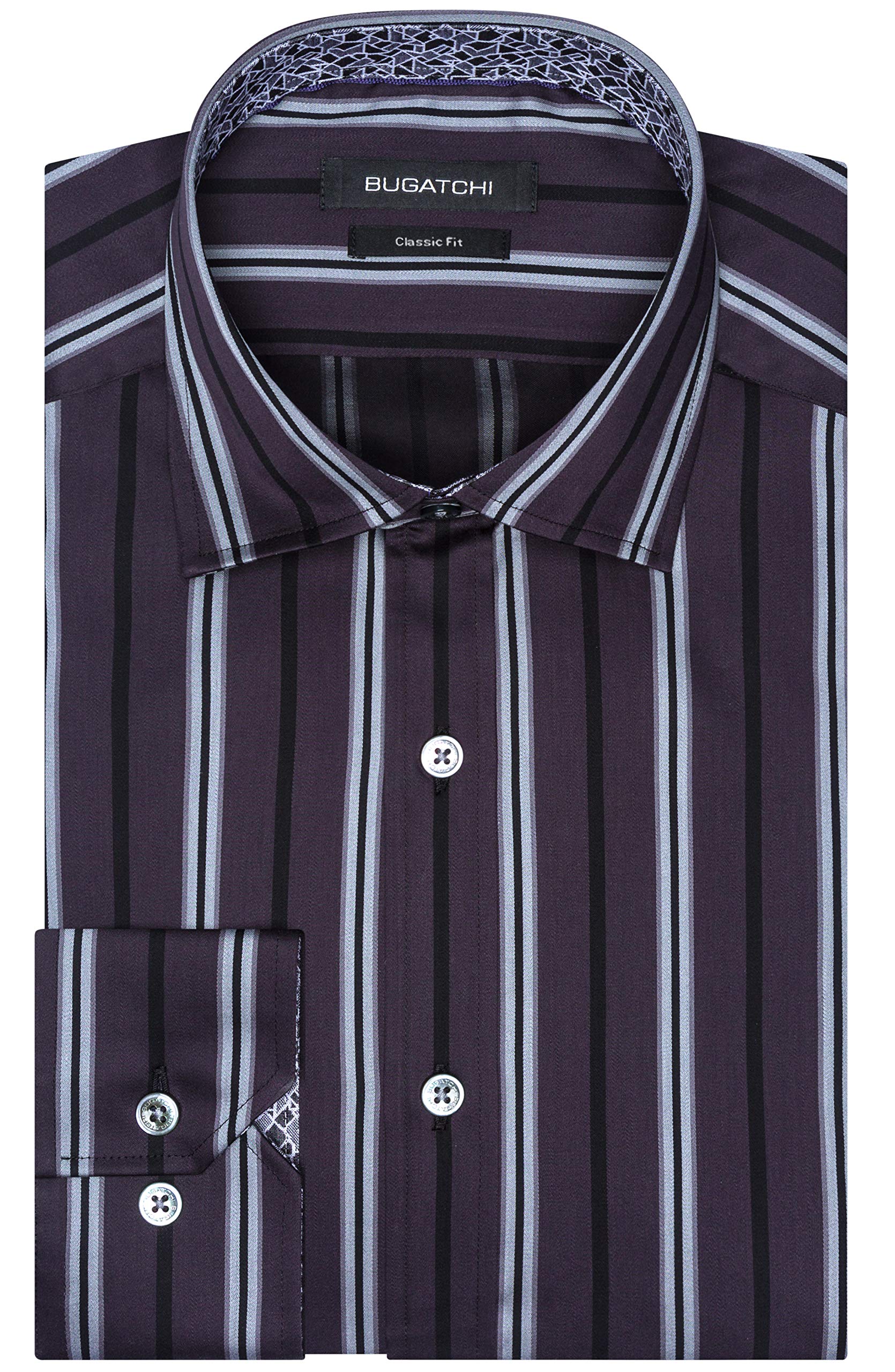 Bugatchi Men's Classic Fashion Shirt - Premium Cotton Dress Shirt for Business & Casual Wear - Slim Fit Button Down Shirt for Office, Party & Date Night