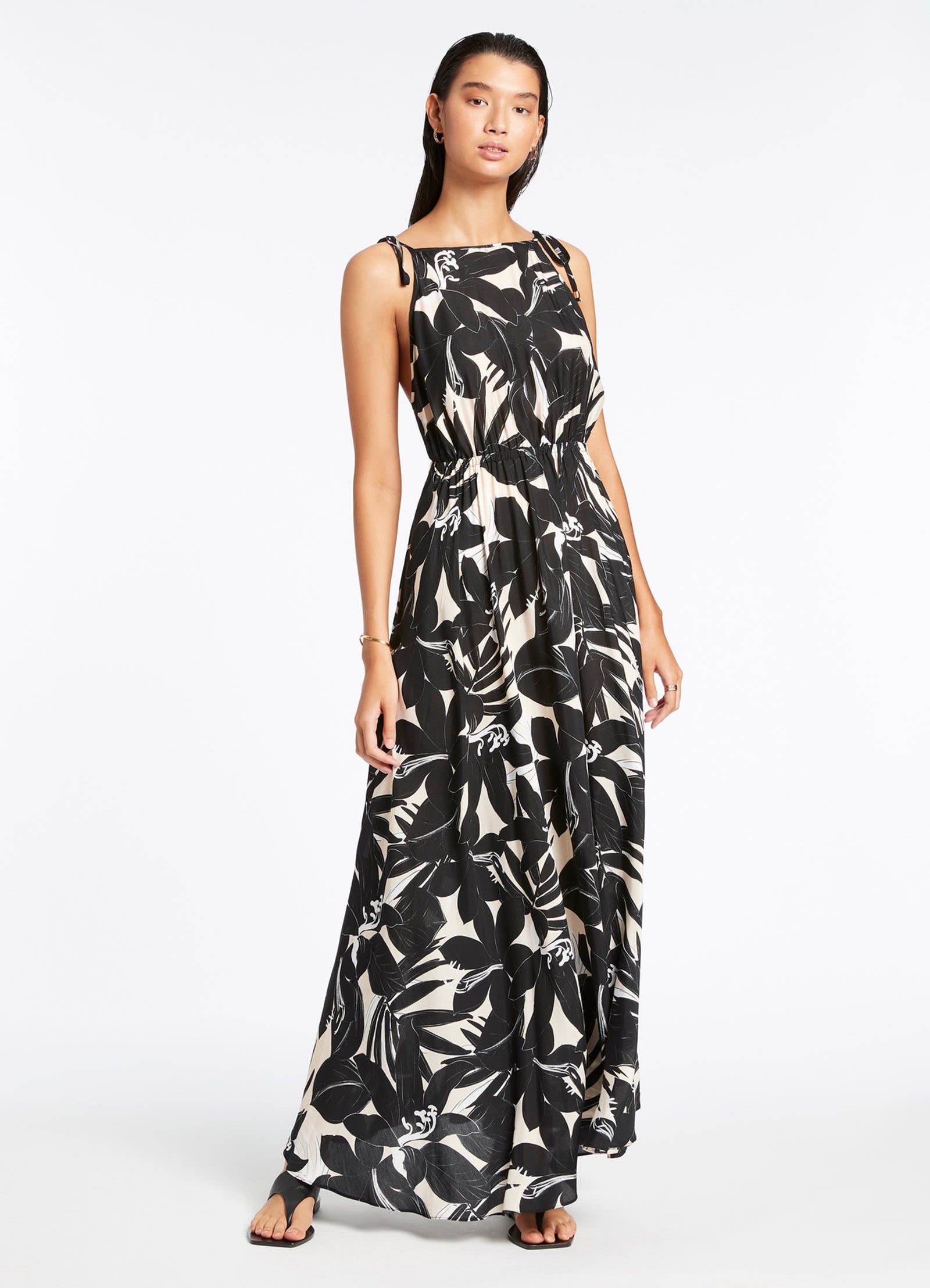 Floral Backless Maxi Dress for Women - Elegant Long Summer Evening Gown in Black - Perfect for Beach Weddings, Vacations & Date Nights