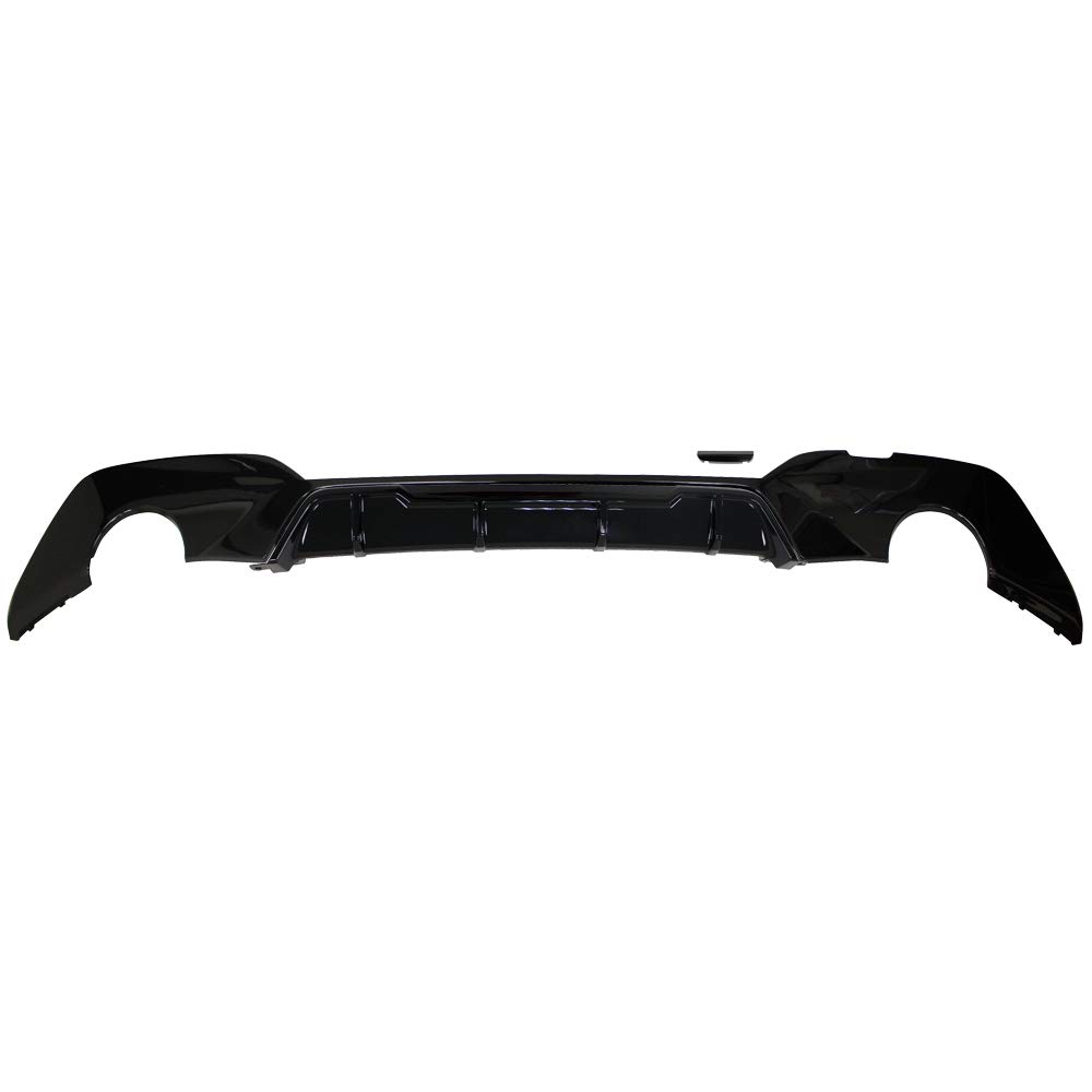 IKON MOTORSPORTS Rear Diffuser for 2019-2022 BMW G20 3 Series - Gloss Black Rear Bumper Lip Spoiler with 4 Blade Round Exhaust Tip | Performance Upgrade & Stylish Enhancement for BMW 3 Series Sedan