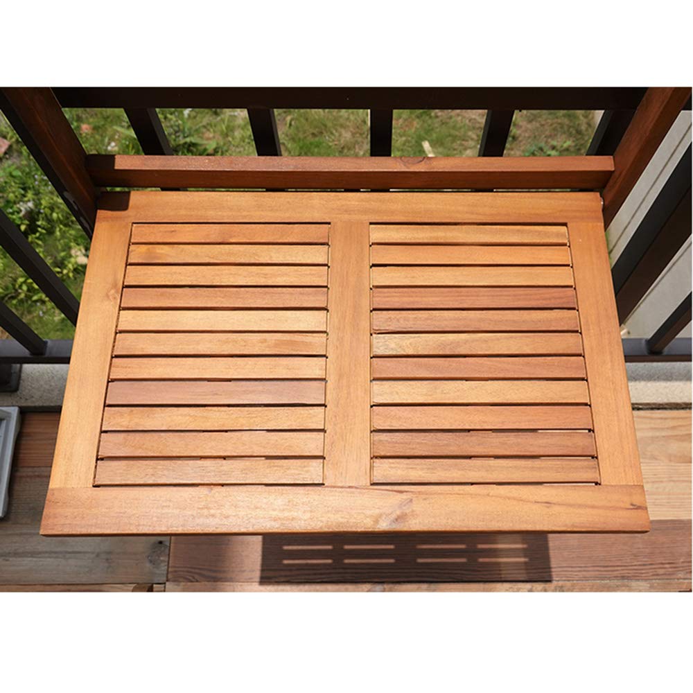 Foldable Iron Balcony Hanging Table - Solid Wood Wall-Mounted Railing Desk for Coffee, Study & Work - Multi-Functional Folding Computer Table with 15kg Weight Capacity - Perfect for Small Spaces, Apartments & Outdoor Use