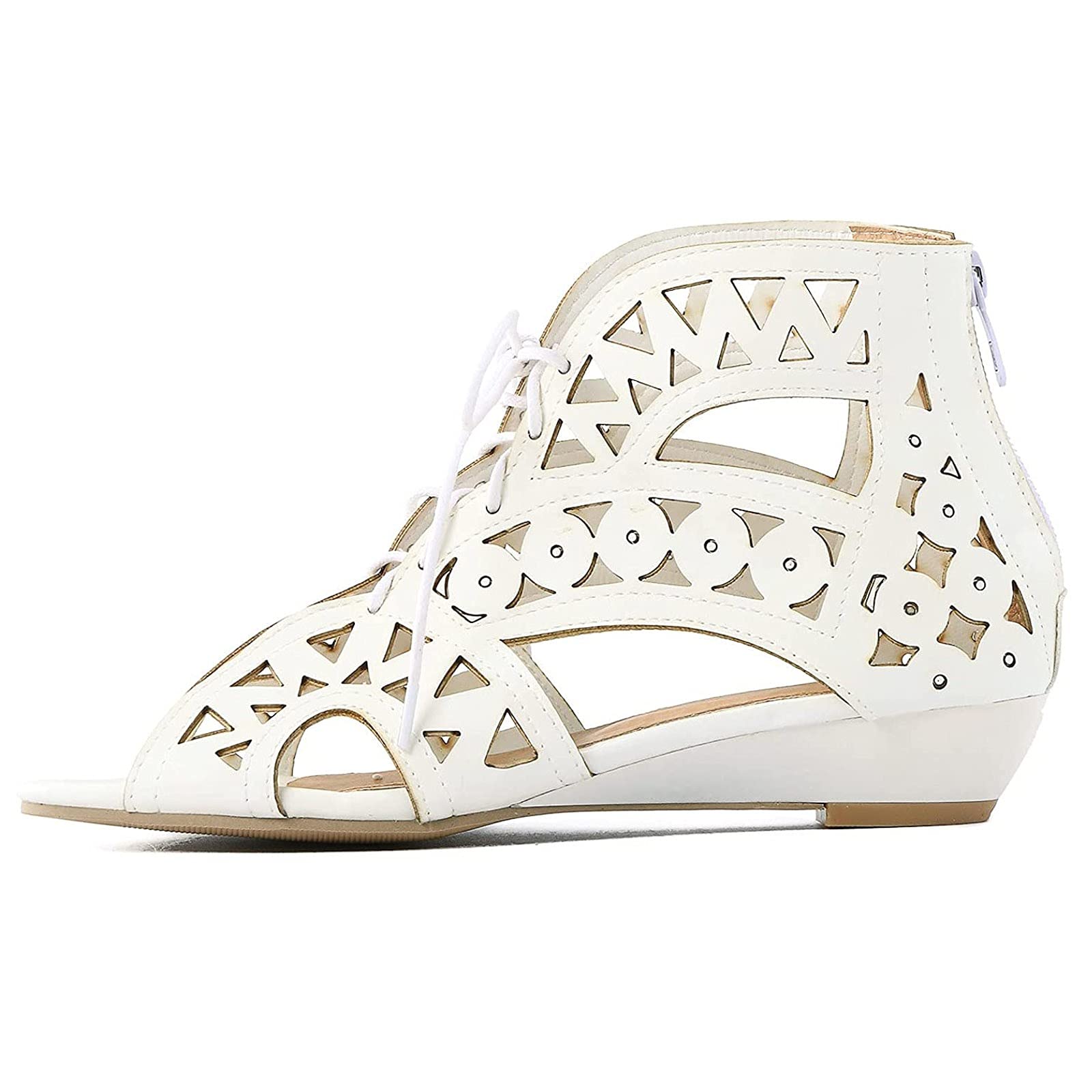 VODMXYGG Women's Wedge Heel Sandals - High Top Fish Mouth Open Toe Rhinestone Embellished Casual Shoes with Back Zipper | Perfect for Summer Outfits, Beach Vacations & Date Nights