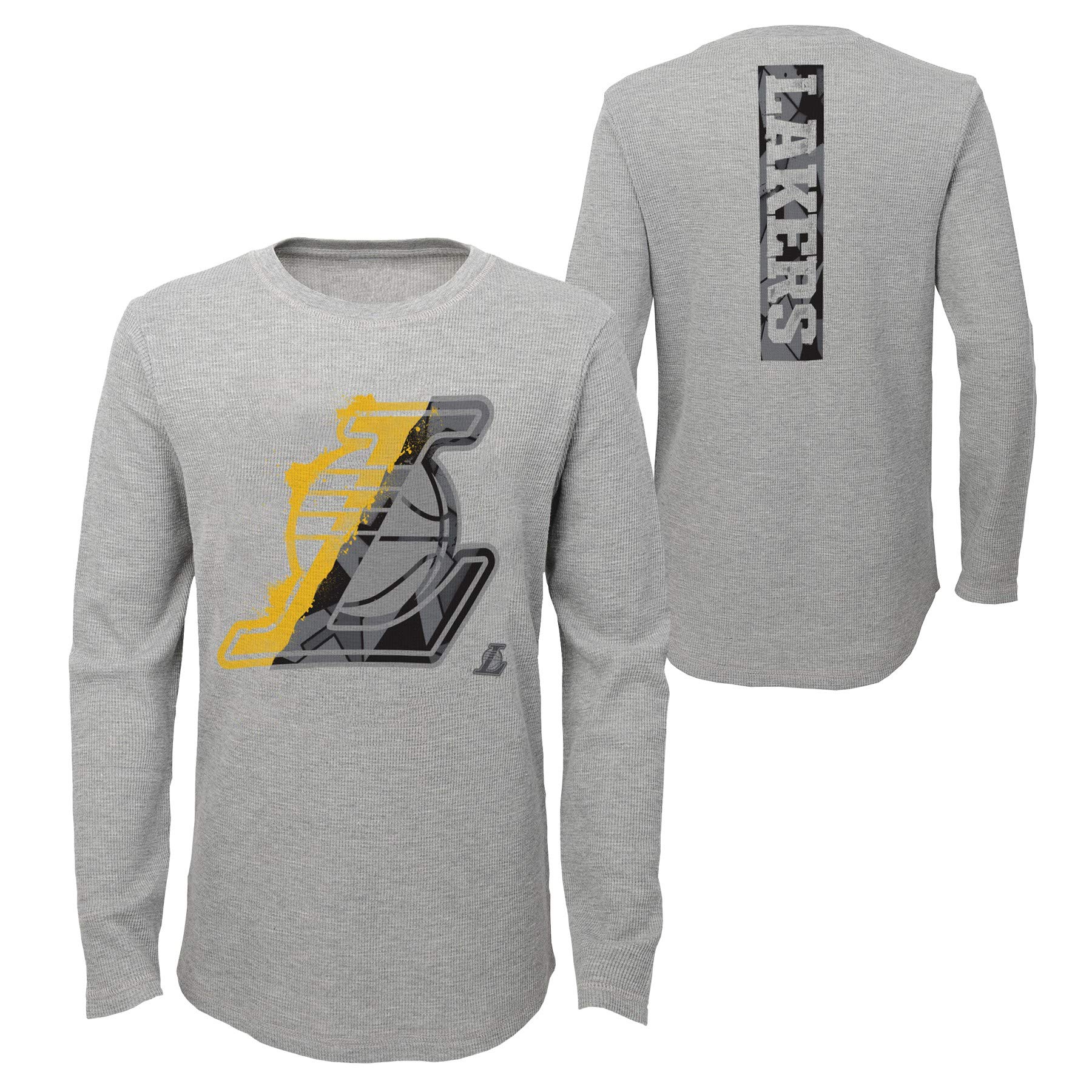 NBA Youth Boys (8-20) Black Long Sleeve Waffle Knit Thermal Shirt - Warm Winter Layering Tee for Basketball Fans & Casual Wear