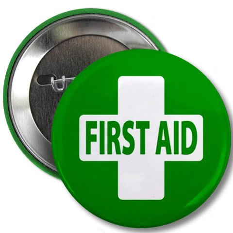 GREEN FIRST AID Certified 2.25 Inch Pinback Button Badge - First Responder, Nurse, EMT Accessory for Medical Professionals & Safety Awareness
