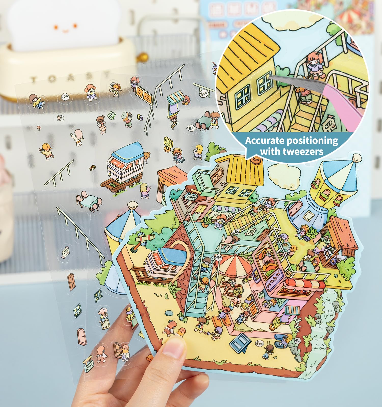 DIY 3D House Stickers for Kids & Adults - 4 Sets of Fun Cartoon Animal Scenes - Creative Mini House Sticker Art for Stress Relief & Relaxation - Perfect for Home Decor, Scrapbooking, and Craft Projects