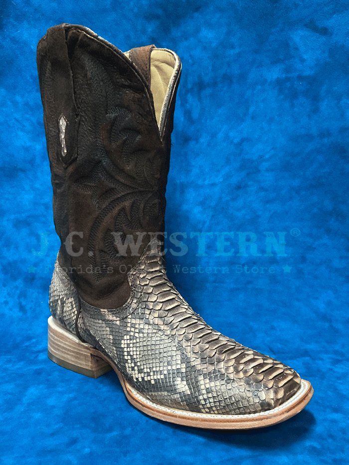 Men's Corral A4499 Western Boots - Genuine Python & Lamb Leather with Embroidery, Square Toe, Brown - Perfect for Rodeo, Country Dancing & Cowboy Fashion