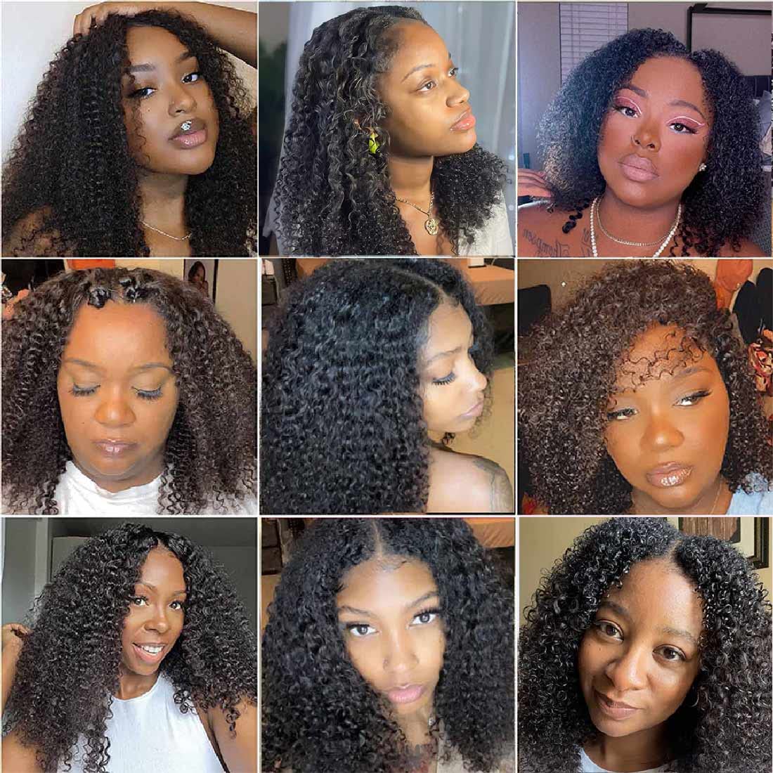 Domiso V Part Wig Human Hair - Glueless U Part Wig 180% Density Kinky Curly Wigs for Women | No Leave Out, No Glue, Beginner Friendly | 9A Brazilian Virgin Hair Natural Color 20 Inch | Perfect for Daily Wear, Parties & Special Occasions