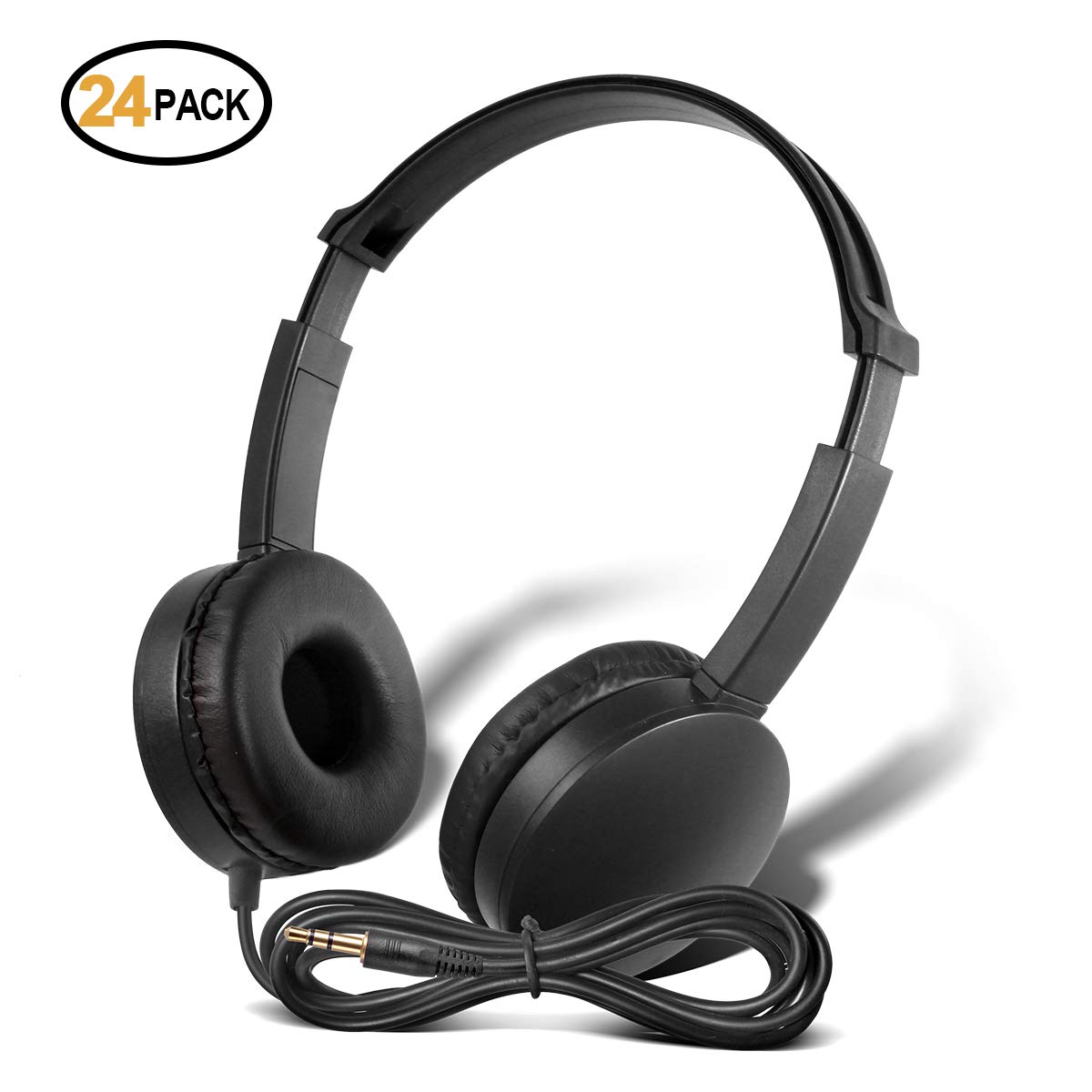 24 Pack Classroom Headphones for Students - Durable Kids & Adult Headphones for School, Library, Computer Labs (No Mic) - Perfect for Online Learning, Testing & Quiet Study Sessions