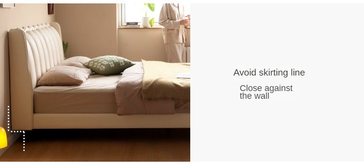 Organic Leather Art Bed Cream Style Modern - Elegant & Sustainable Bedroom Furniture for Home Decor | Perfect for Master Bedrooms, Guest Rooms & Luxury Apartments