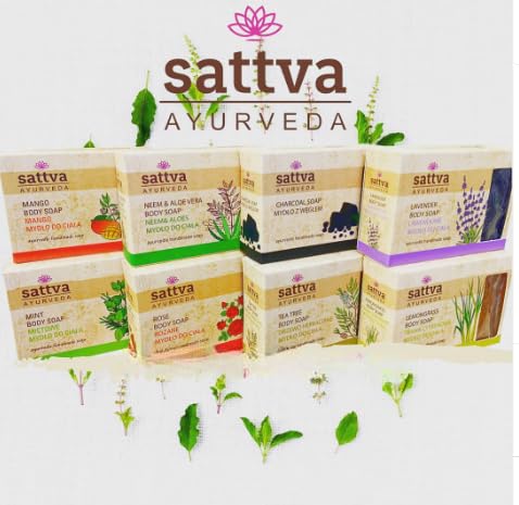 Sattva Ayurveda Lavender Body Soap - 125g Natural Handmade Soap for Relaxation & Skin Care - Perfect for Bath, Shower & Gift Giving