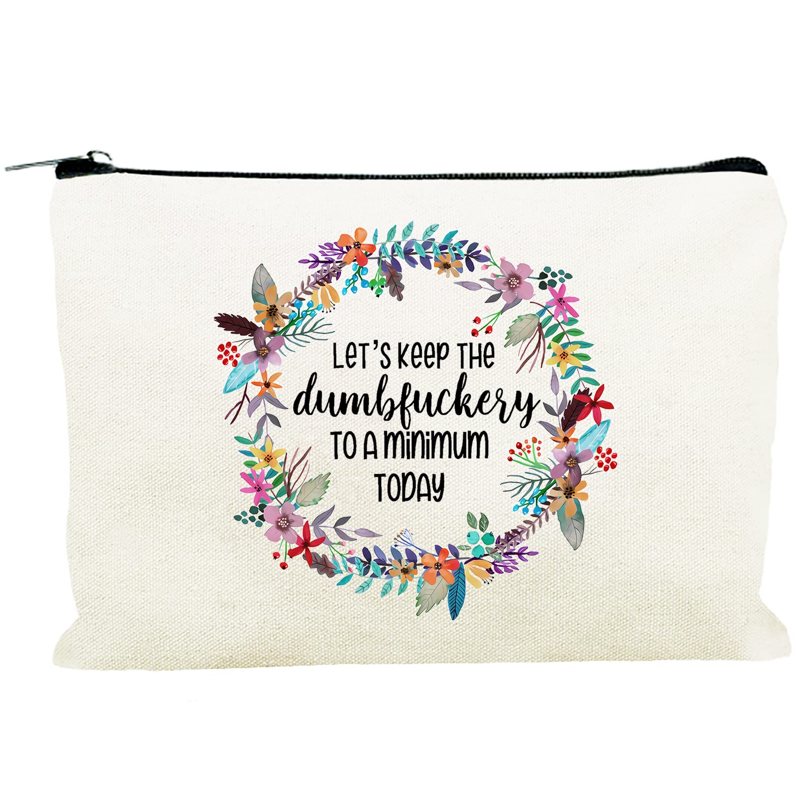 Funny Canvas Cosmetic Bag - Cute Travel Makeup Pouch for Women | Waterproof Toiletry Organizer | Perfect Birthday Gift, Bridesmaid Present & Vacation Essential