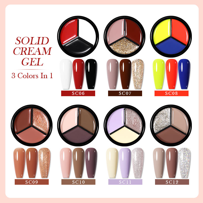 Born Pretty 3-in-1 Solid Cream Gel Polish Set - Long Lasting Nail Polish Kit for Manicure & Pedicure | Perfect for Home Nail Art, Salon Use & Gift Giving