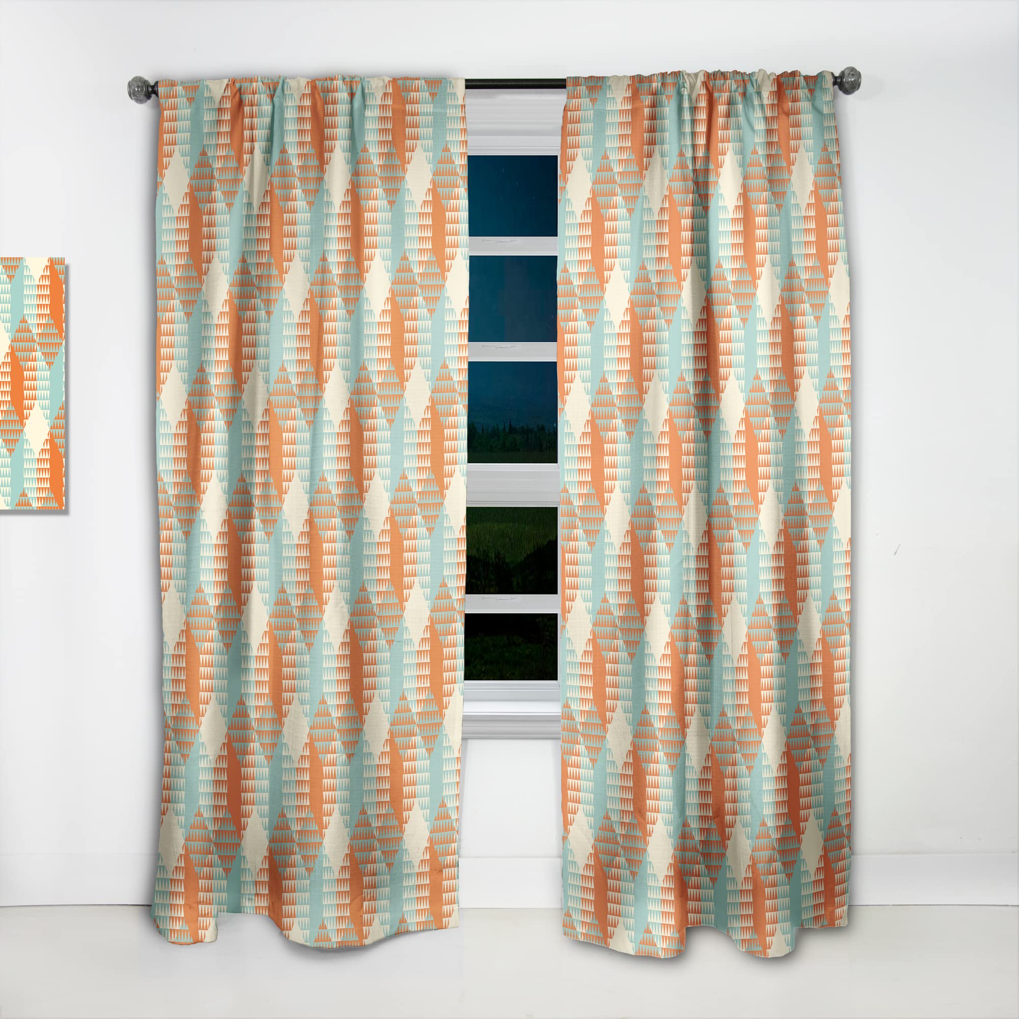 DesignQ Retro Hexagon Pattern VIII Thermal Insulated Curtains - Single Panel 52x84 Inch - Blackout Drapes for Bedroom & Living Room - Perfect for Home Decor, Privacy & Temperature Control