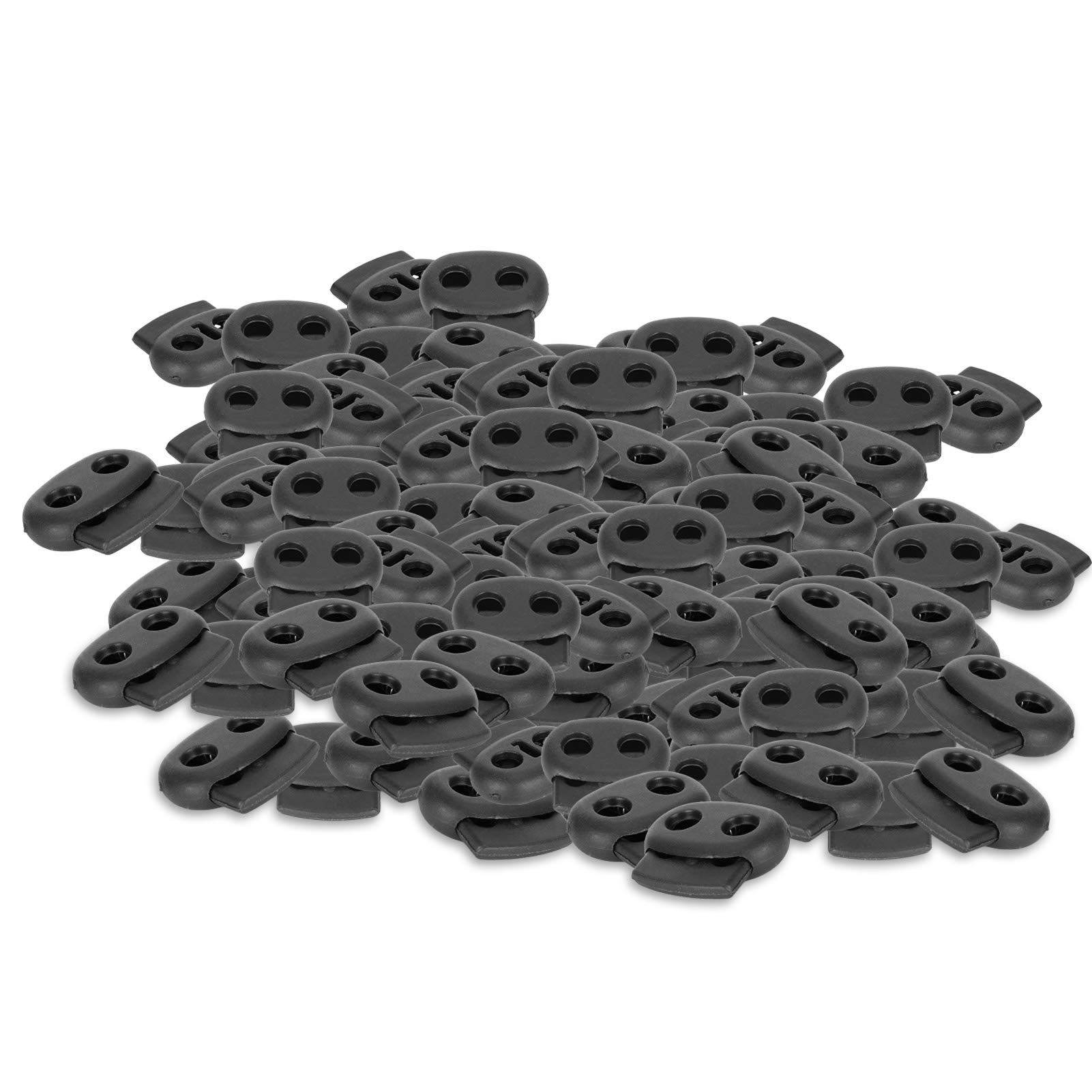 BRDI 300Pcs Heavy Duty Double Hole Spring Cord Locks - Lightweight Drawstring Stoppers for Luggage, Backpacks, Lanyards & Outdoor Gear (Perfect for Travel, Camping & Sports Equipment)