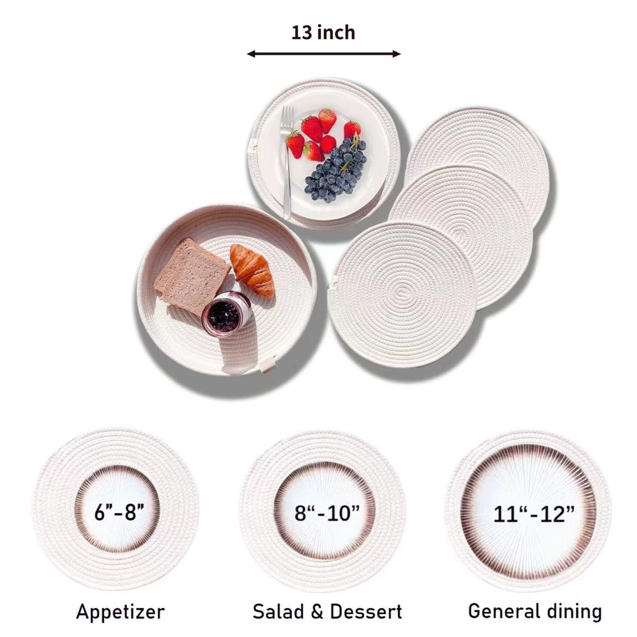 Round Cotton Rope Placemats Set of 4 - 13