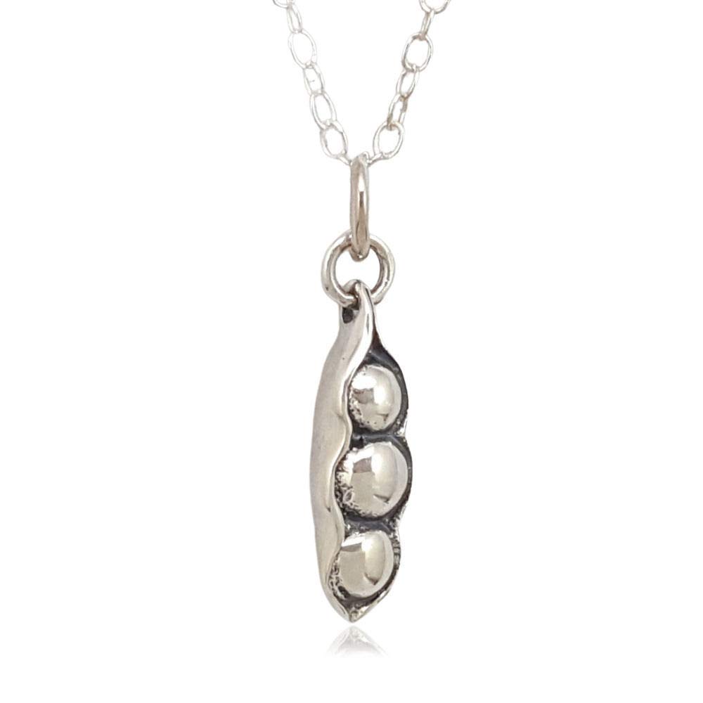 Sterling Silver Three Peas in a Pod Charm Necklace - 18 Inch Dainty Jewelry for Women, Gift for Mom Sister Daughter - Perfect for Birthdays, Anniversaries & Everyday Wear