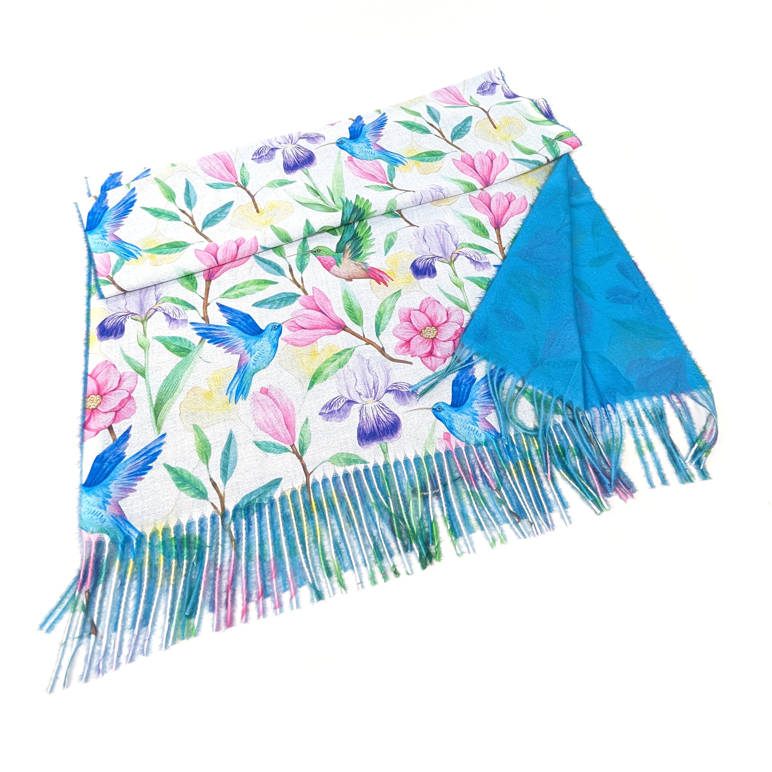 Tropical Hummingbird Pashmina Scarf - 70x180cm Lightweight Shawl Wrap for Women - Perfect for Travel, Beach Cover-Up & Evening Outfits