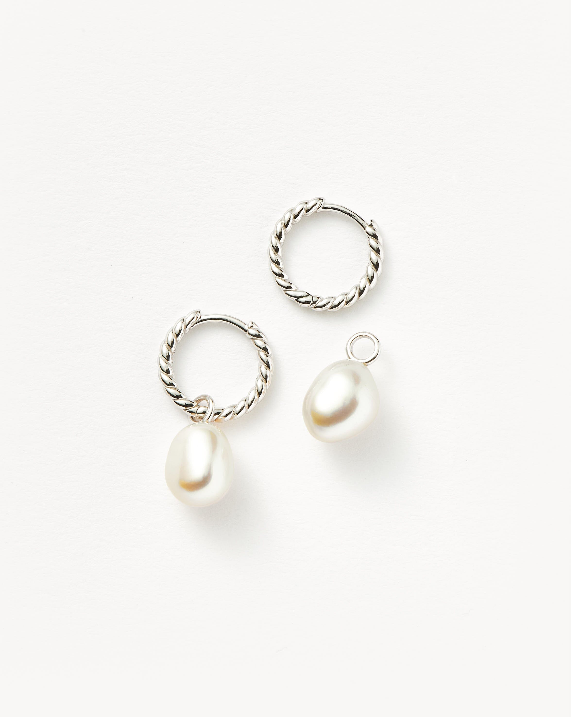 Pearl Twisted Small Drop Hoop Earrings - Sterling Silver & Freshwater Pearl Jewelry | Elegant Dangle Earrings for Women, Perfect for Weddings, Parties & Everyday Wear