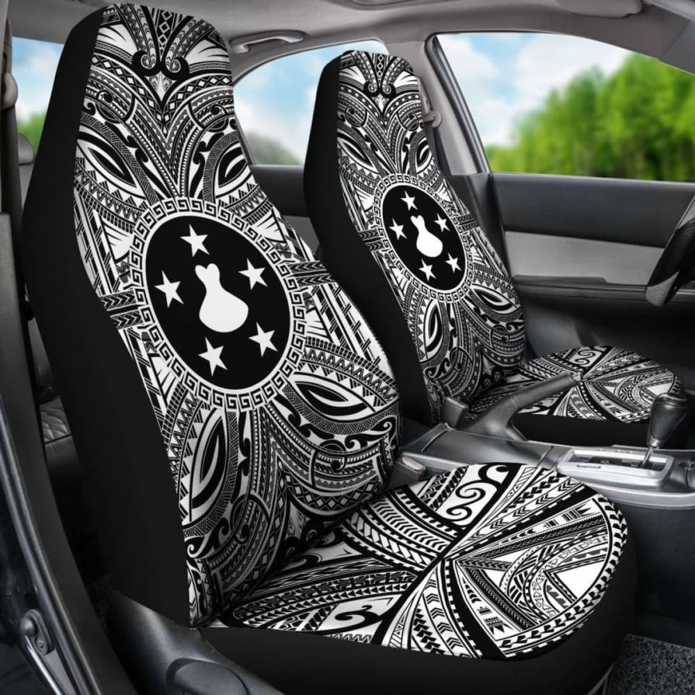 Premium Austral Islands Car Seat Cover - Polynesian White & Black Design with Coat of Arms | Waterproof & Non-Slip Protection for Cars, Trucks & SUVs | Perfect for Travel, Commuting & Family Road Trips