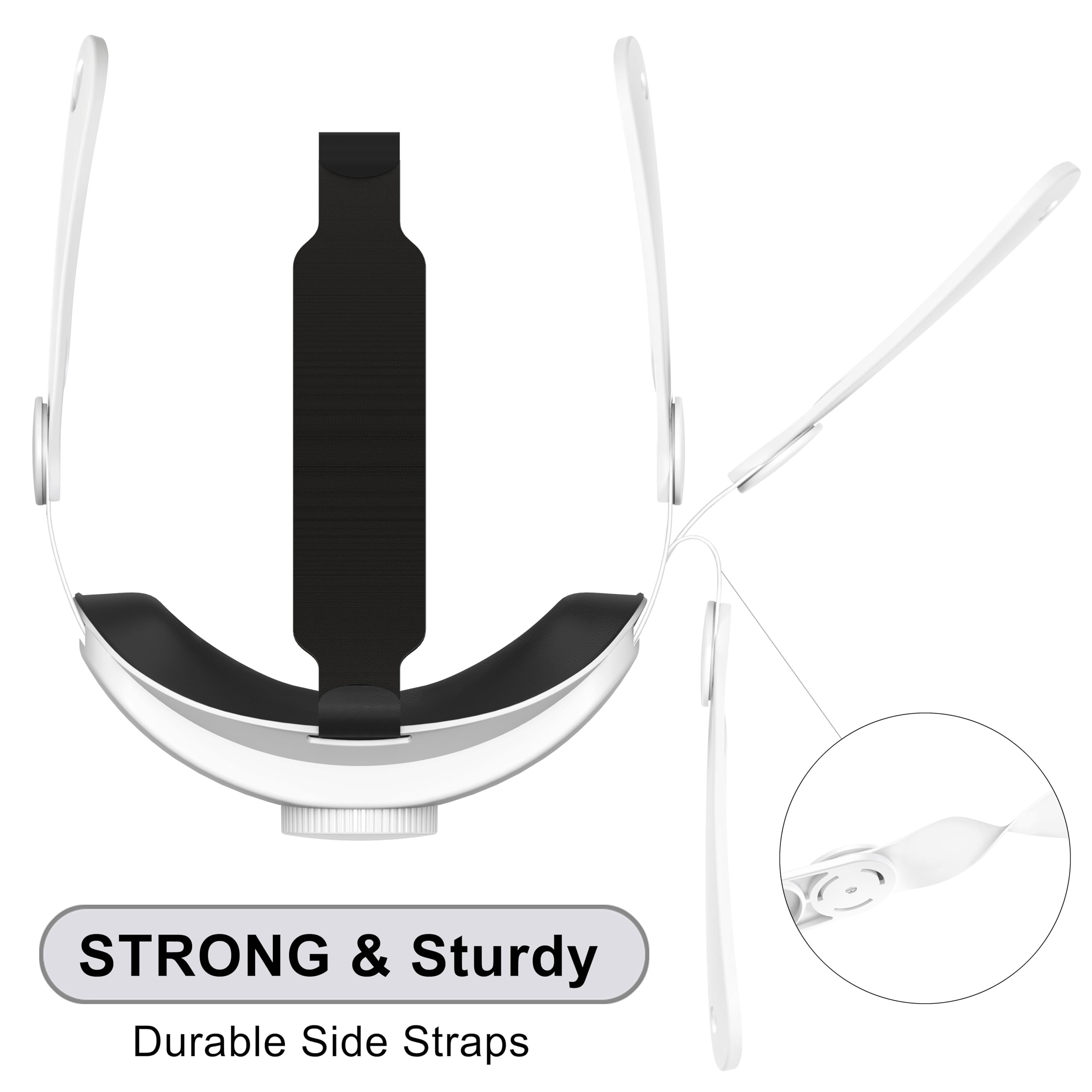 Meta Quest 3 Head Strap - Adjustable Comfortable Replacement Strap for VR Headset Accessories, Reduces Face & Head Pressure (White) - Perfect for Long Gaming Sessions & Virtual Reality Experiences