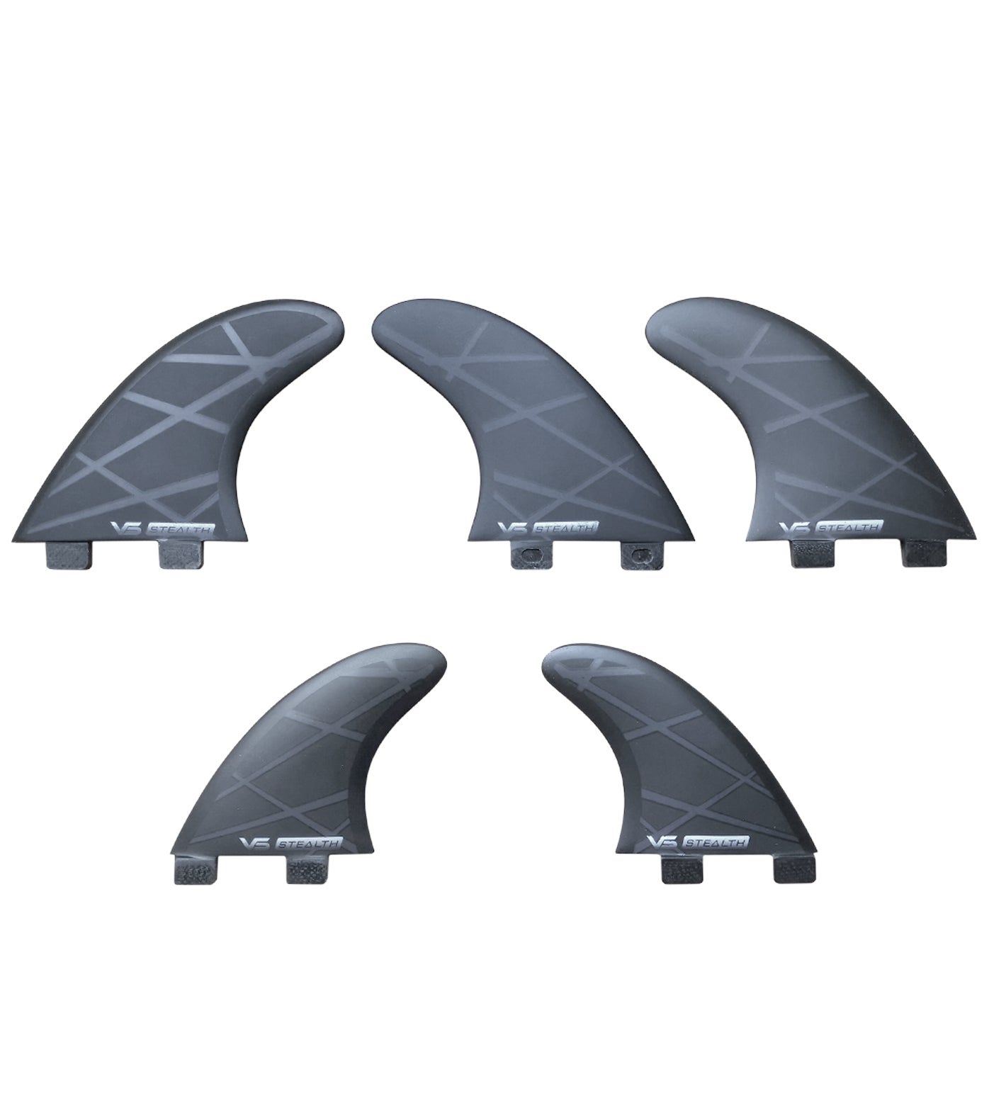 FCS VS Stealth 5-Inch Twin Tab Surfboard Fin Set - Black | High-Performance Surf Fins for Shortboards & Performance Surfing