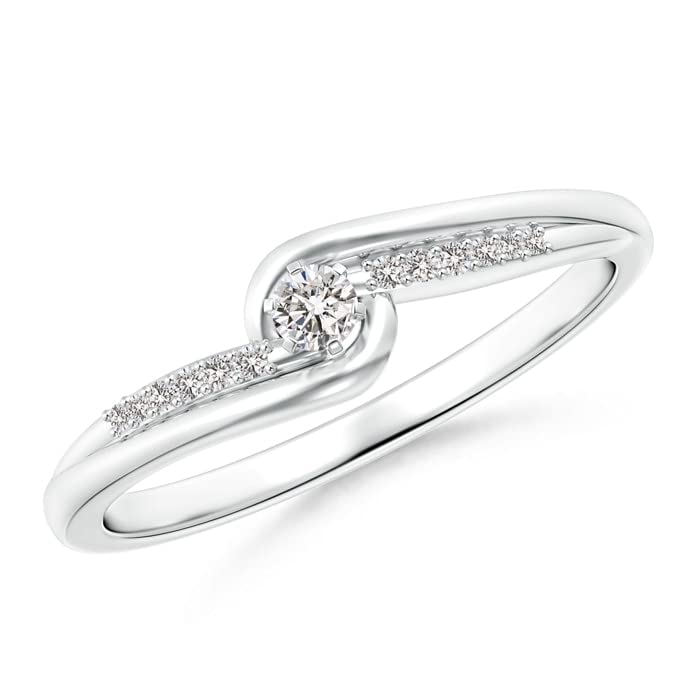 ANGARA 14K Solid Gold/Platinum 950 Natural Diamond Bypass Promise Ring for Women - April Birthstone Jewelry Gift for Her, Perfect for Anniversaries, Engagements & Special Occasions