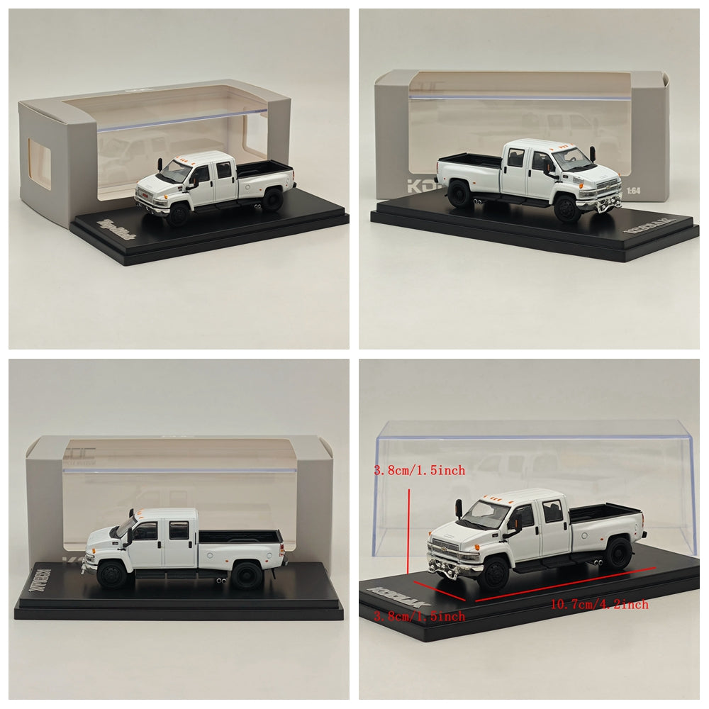 1/64 Scale GOC Chevrolet Kodiak & GMC Topkick C4500 Pickup Truck White Diecast Model Cars - Collectible Vehicle for Display, Gifts, and Diecast Enthusiasts