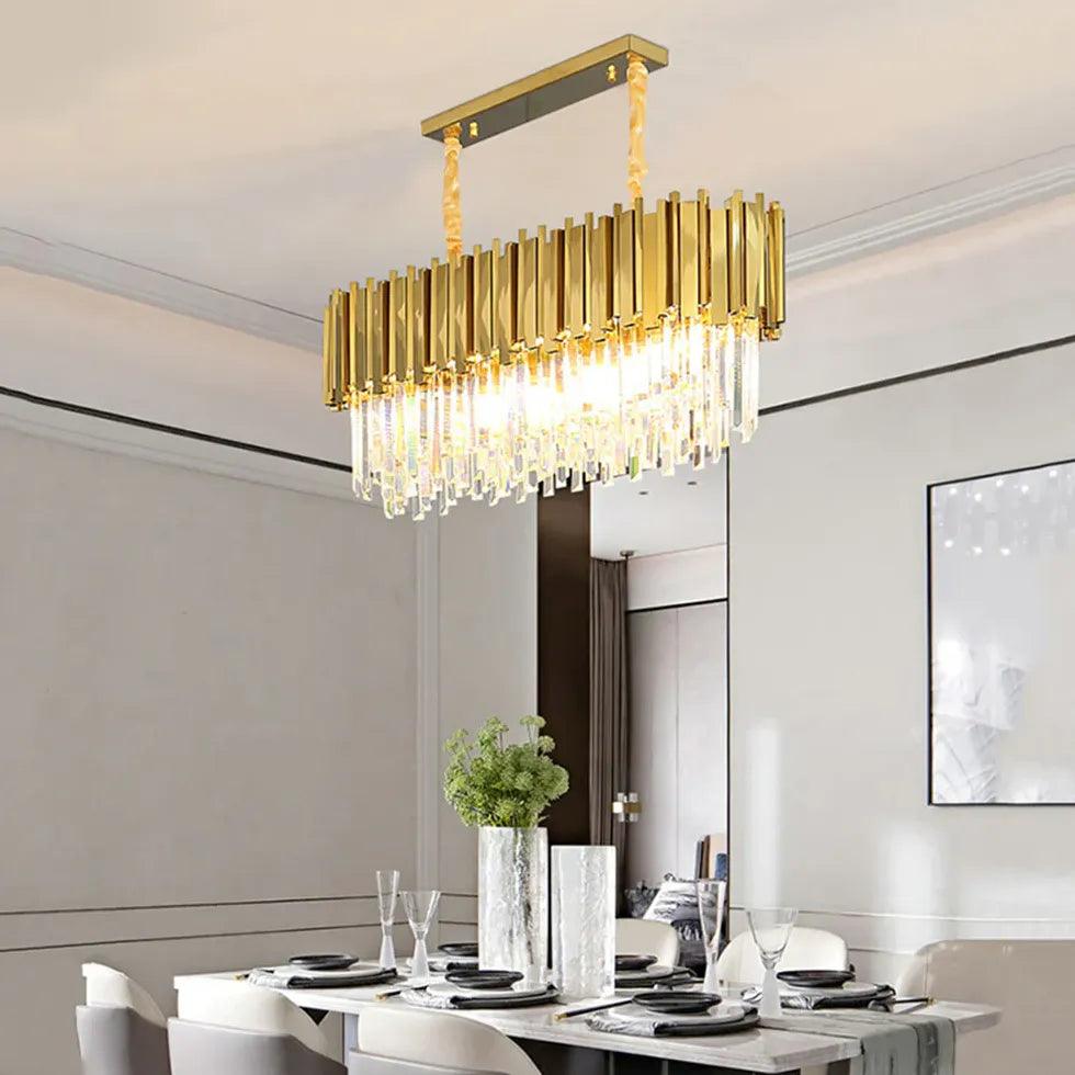 Modern Gold Trapezoid Pendant Light - Elegant Dining Room Chandelier for Kitchen Island, Breakfast Nook & Restaurant Lighting