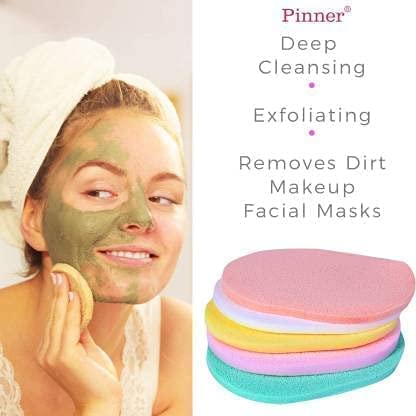 4 Pack Facial Sponges - 100% Cellulose Makeup Remover Pads, Compressed Cleansing Sponges for Gentle Face Washing & Makeup Removal - Ideal for SPA, Massage, and Daily Skincare Routine