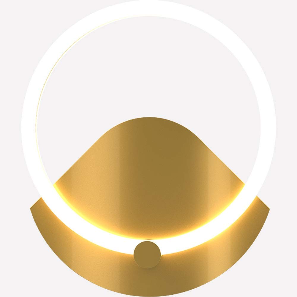 Modern LED Mirror Wall Lamp 10W Round Acrylic Ring Gold Wall Sconce 7.4 Inch - Nordic Style Bathroom Vanity Light, Bedroom Bedside Lighting - Energy Saving Dimmable for Home Decor (6000K Cool White) - Perfect for Bathroom Makeup Mirror, Bedroom Ambience & Hallway Lighting
