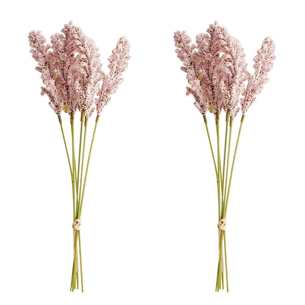 Amosfun 2 Pack Artificial Wheat Bouquet - Realistic Dried Wheat Stems for Home Decor, Wedding Centerpieces, DIY Crafts | Perfect for Farmhouse, Rustic, and Boho Style Decorations