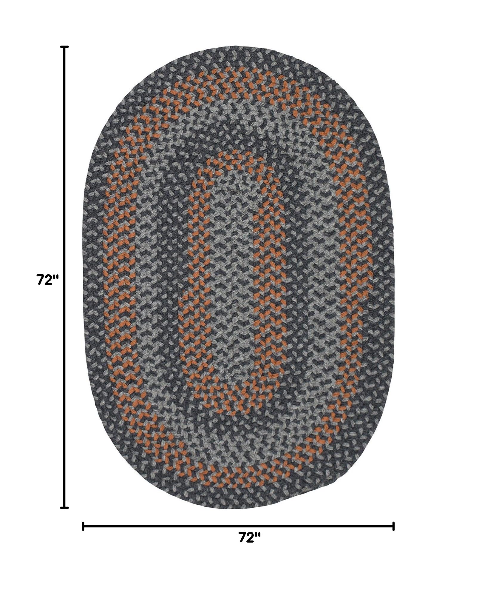 Walden Rugs 6x6 Feet Round Area Rug - Charcoal & Orange Geometric Design - Soft & Durable for Living Room, Bedroom, or Nursery Decor