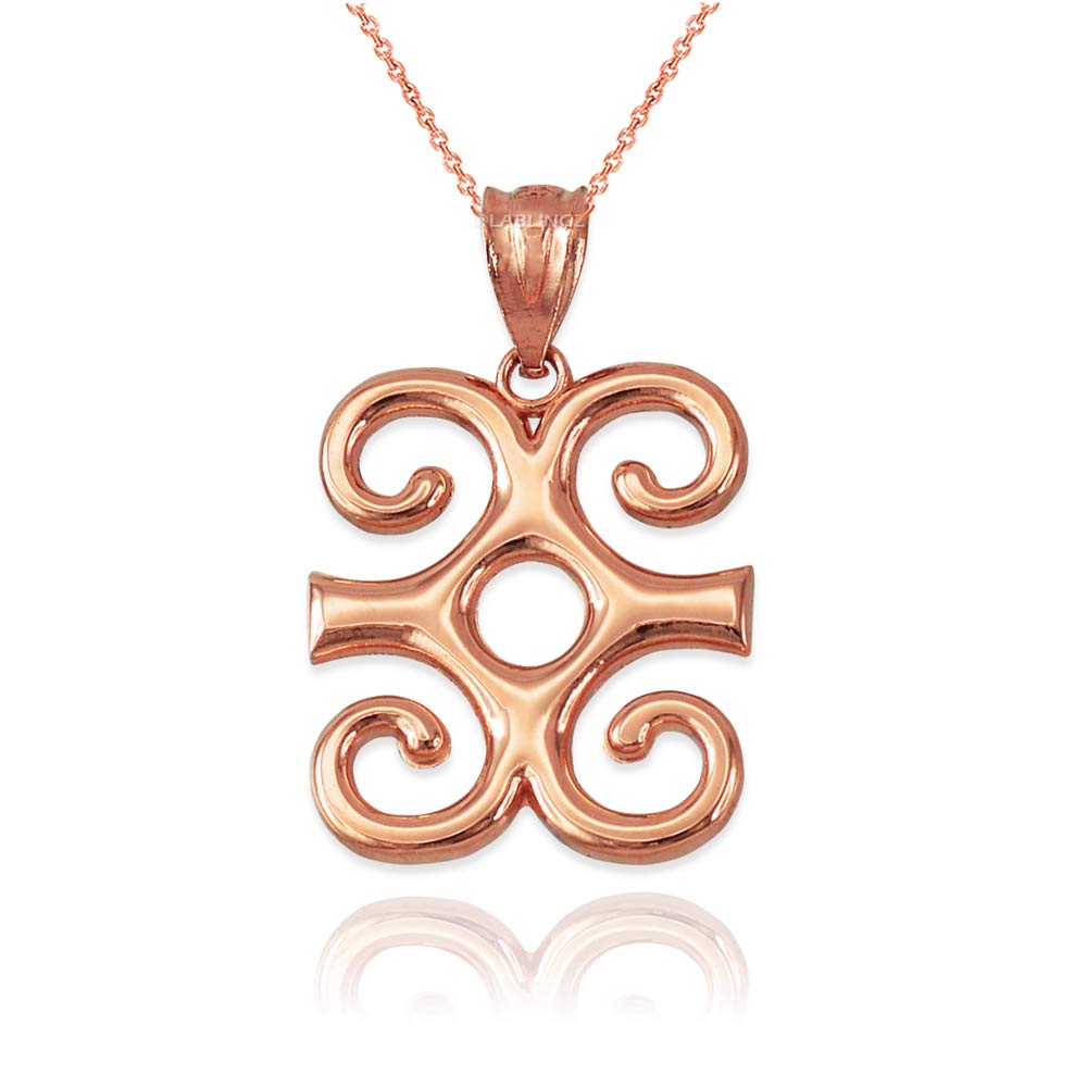 14K Rose Gold Adinkra Dwennimmen African Pendant Necklace - Handmade Jewelry for Women, Cultural Gift, Spiritual Protection - Perfect for Weddings, Parties & Special Occasions