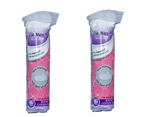 Organic Cotton Makeup Remover Pads 80 Count (2 Pack) - Soft Reusable Facial Rounds for Makeup Removal, Skincare & Nail Polish - Gentle on Sensitive Skin