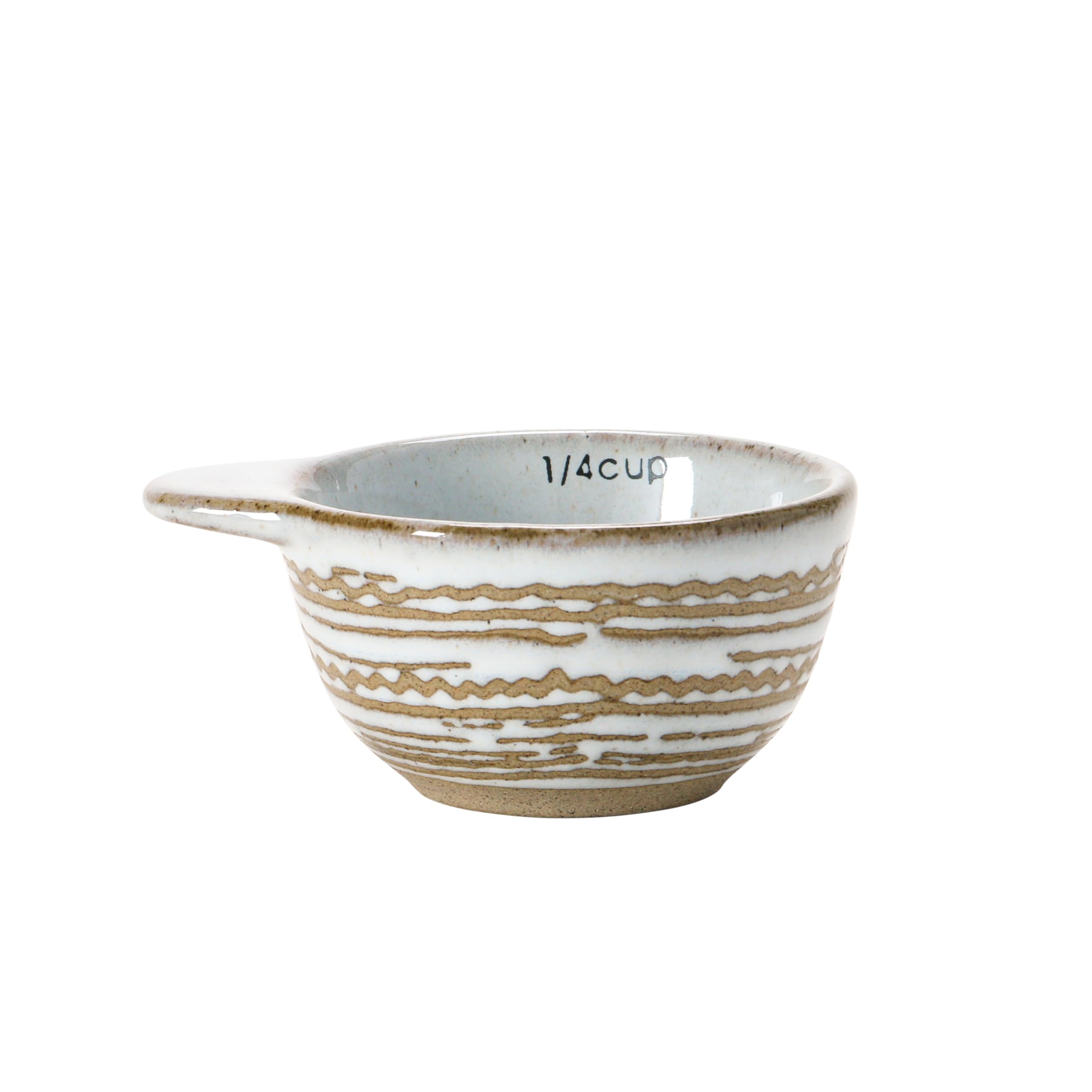 Creative Co-Op White Stoneware Measuring Cups Set of 4 with Wax Relief Pattern - 4.75