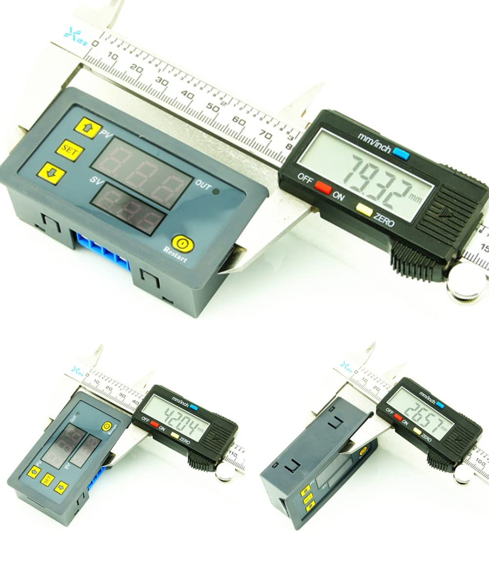 2Pcs Programmable Cycle Timer Switch with Digital Display - ON/OFF Delay Relay Module (DC12V/20A) Gray - Perfect for Home Automation, LED Control & Industrial Timing Applications