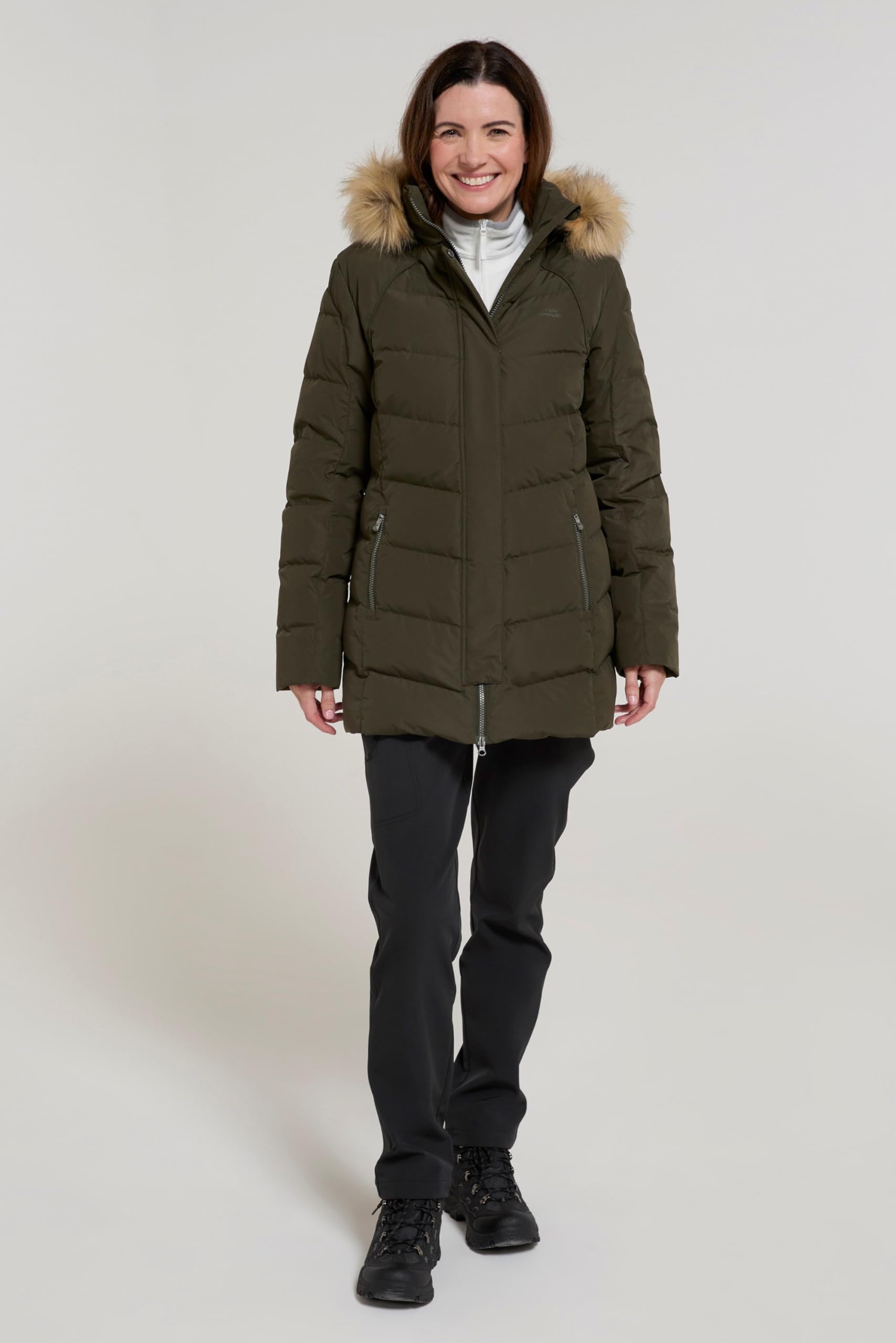 Mountain Warehouse Isla II Women's Waterproof Down Jacket with Faux Fur Trim Hood - Warm Winter Coat for Skiing, Hiking & Outdoor Adventures