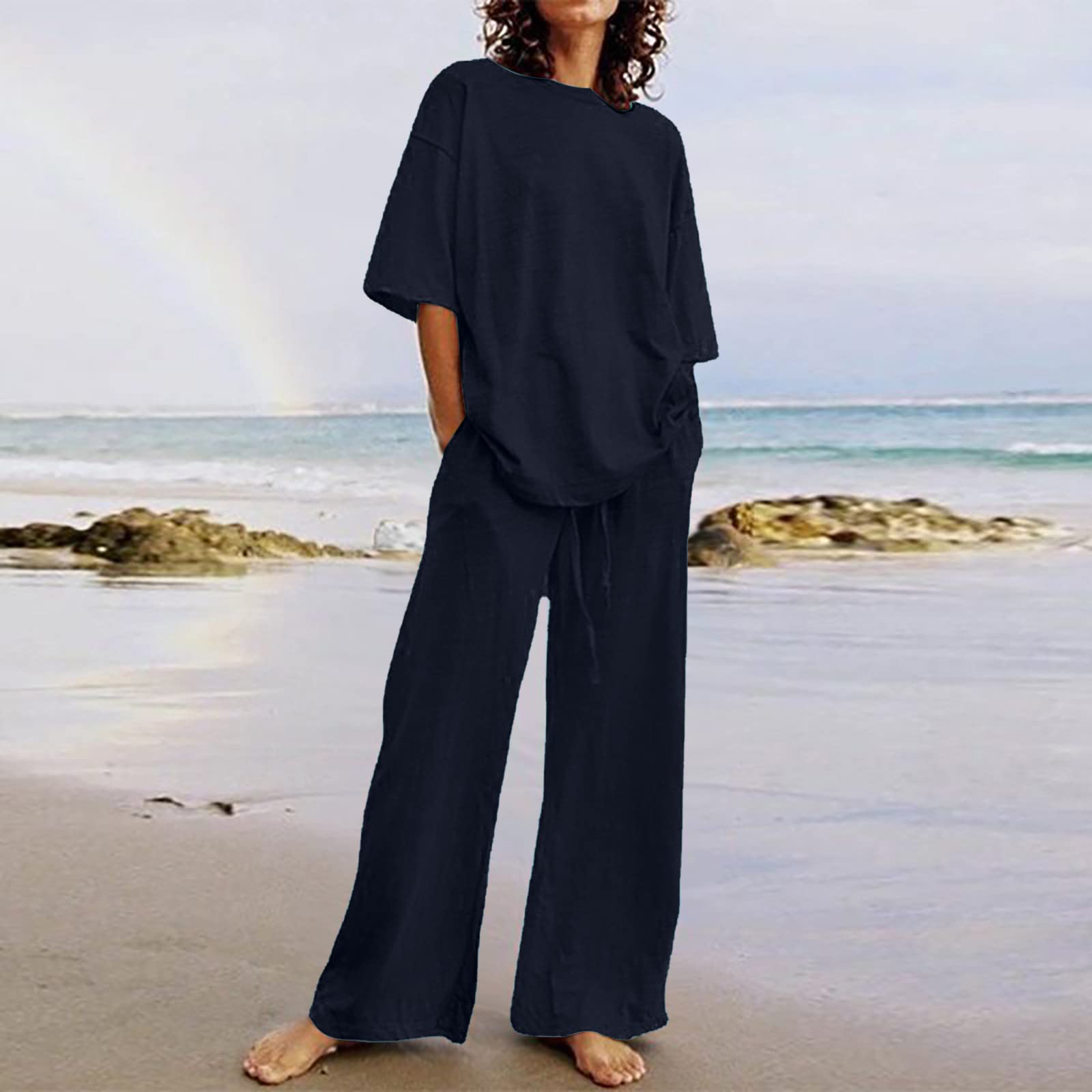 Women's 2-Piece Comfy Sweatsuit Set - Matching Lounge & Vacation Outfits, Plus Size Short Sets & Couple Pajamas | Perfect for Relaxing at Home, Weekend Getaways & Cozy Date Nights